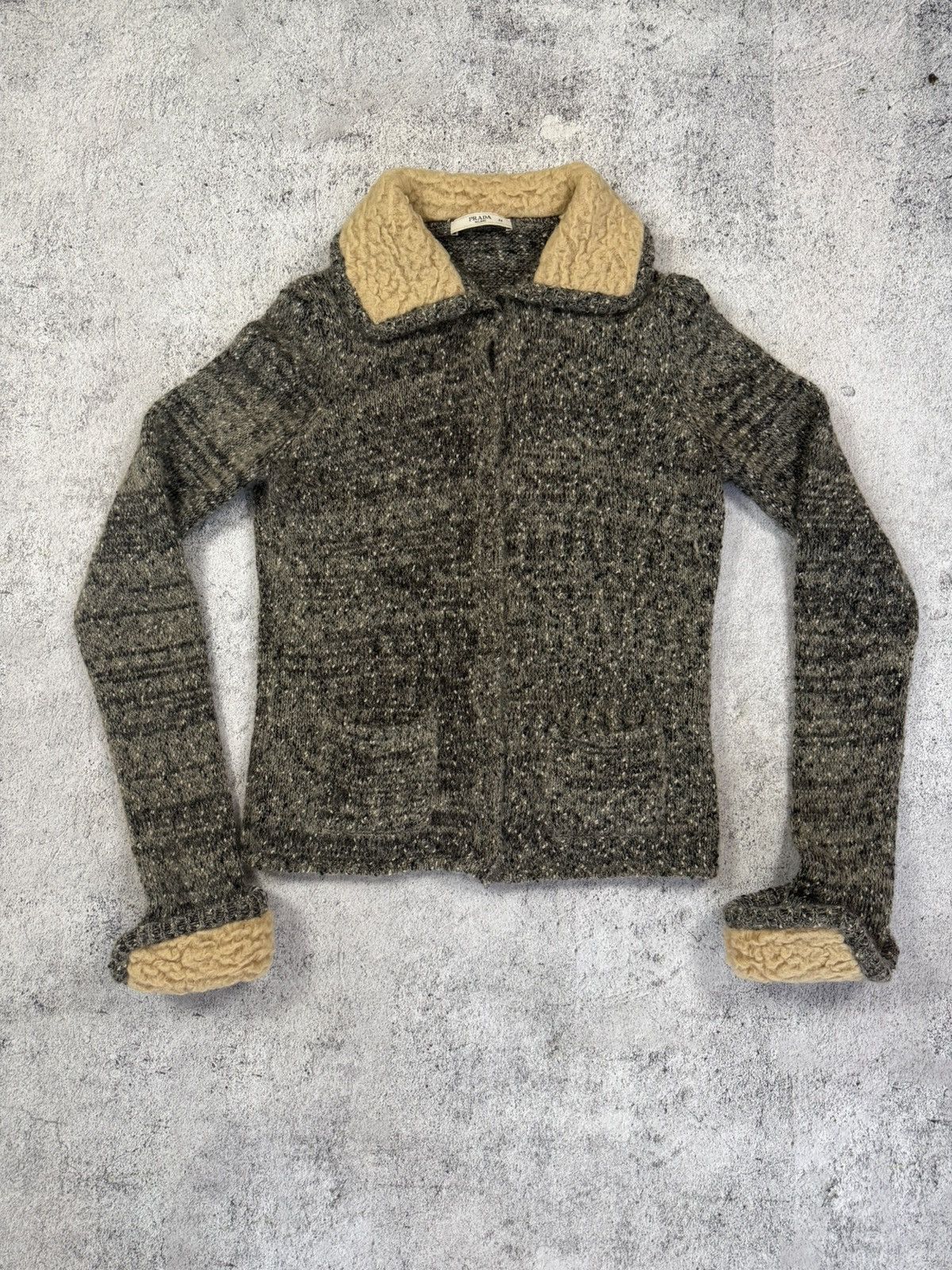 Prada Prada Charcoal Mohair Cardigan with Shearling Trim size 44 Size M / US 6-8 / IT 42-44 - 4 Thumbnail