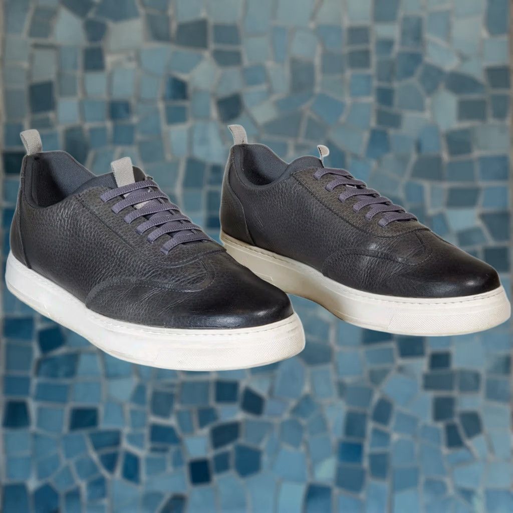 Vintage Martin Dingman David Mens Graphite Pebbled Leather Casual Sneakers Black Lace-Up Size US 12 / EU 45 - 1 Thumbnail