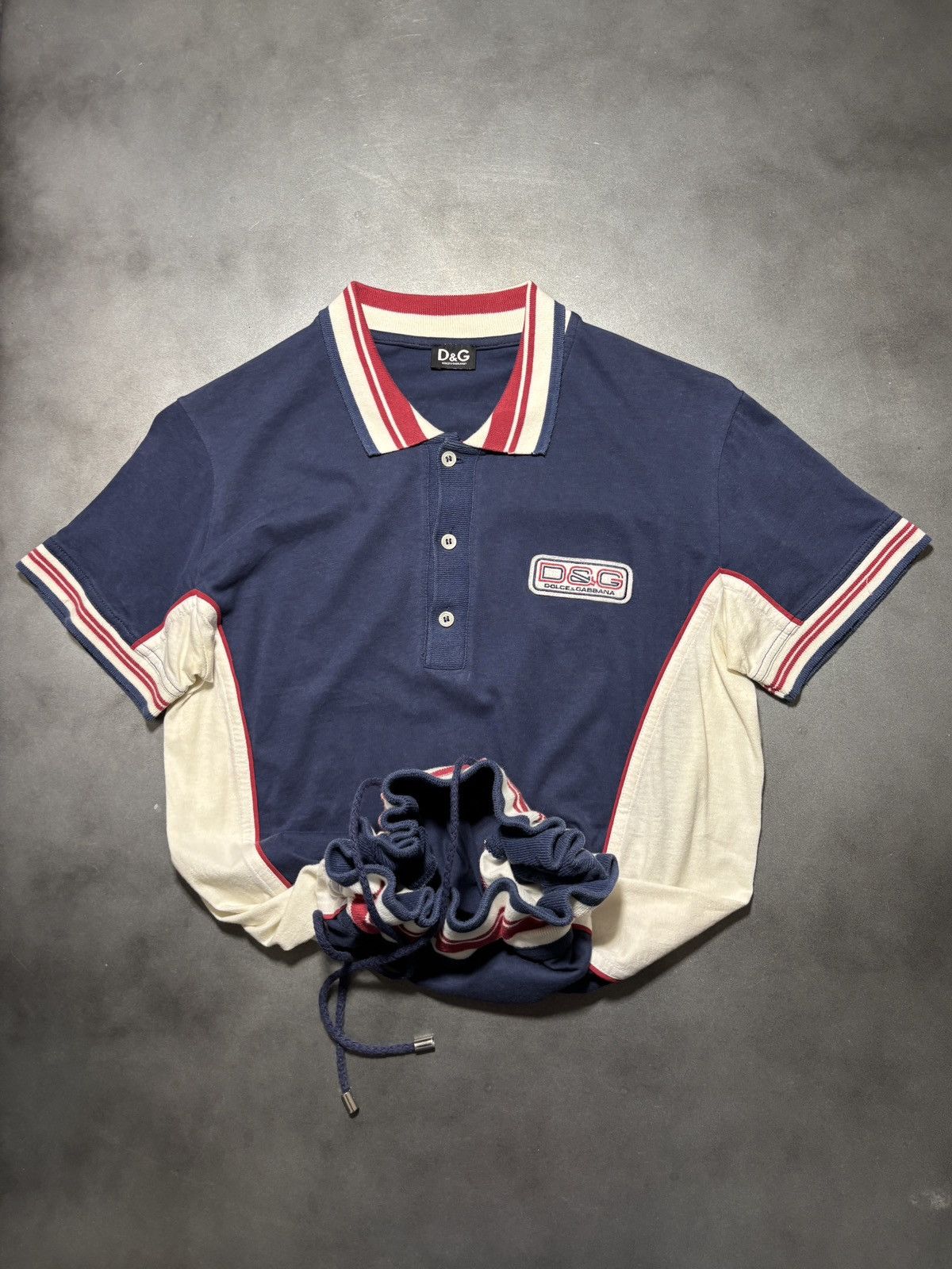 Dolce & Gabbana 2000s Dolce & Gabbana Polo Shirt Drawstring Crop Tennis Y2K Size M / US 6-8 / IT 42-44 - 1 Thumbnail