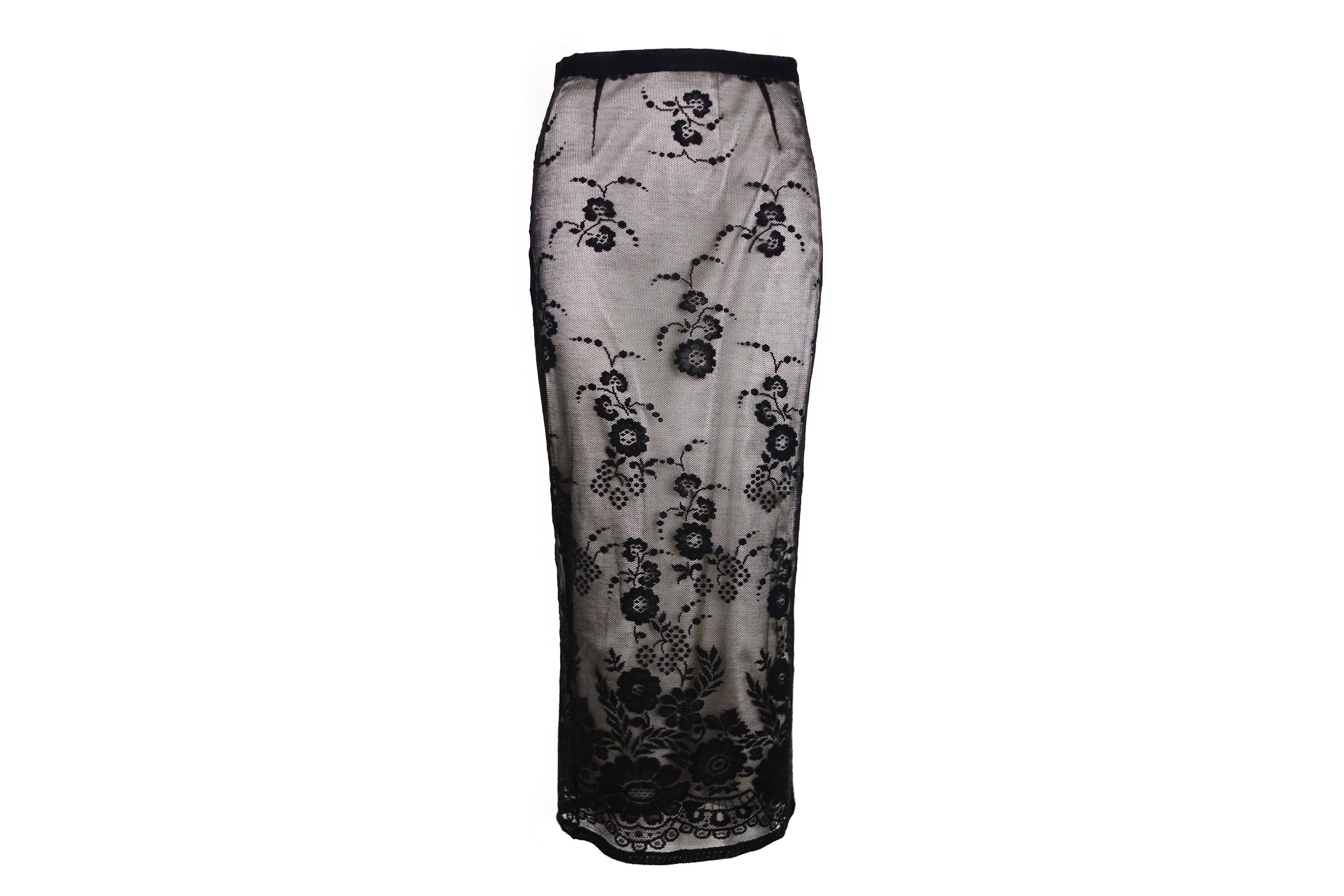 D&G Dolce Gabbana Lace Layered Midi Skirt Sheer Floral Nude