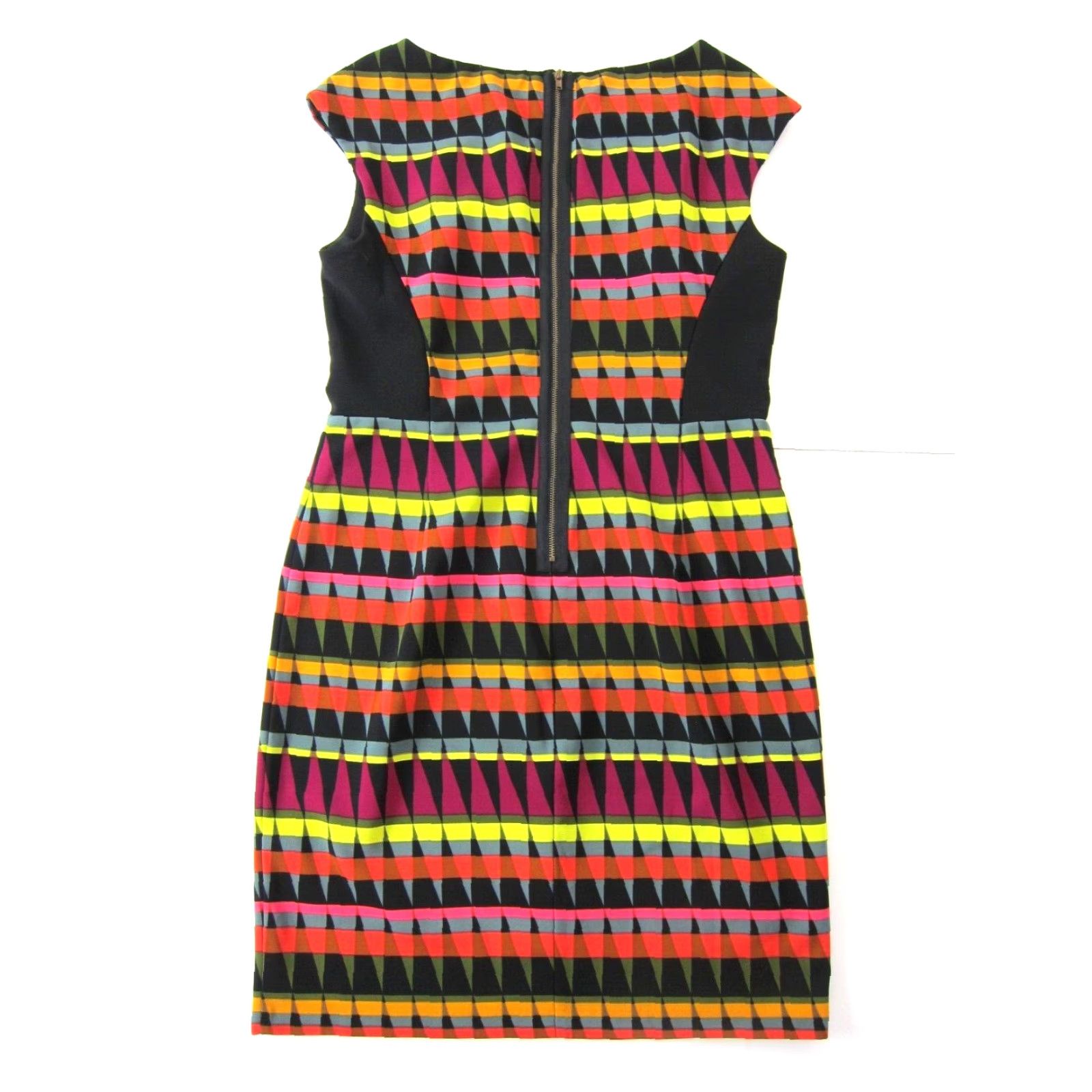 Vintage VINTAGE Signature London Style Black Pink Yellow Geometric Cap Sleeve Sheath Dress 12 Size XL / US 12-14 / IT 48-50 - 2 Thumbnail