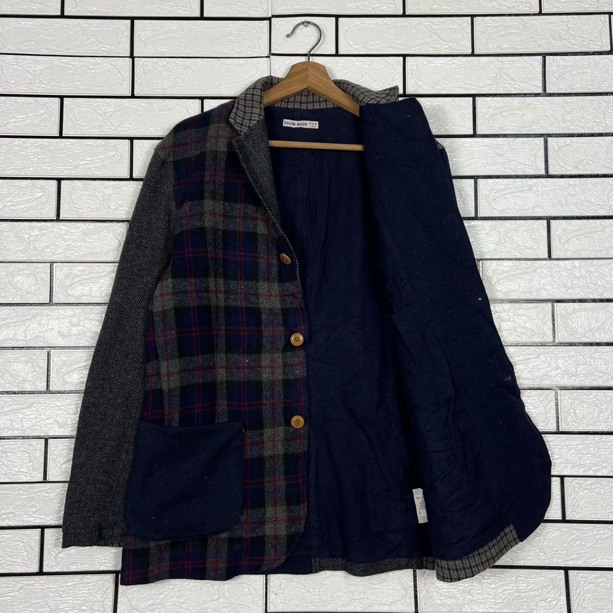 Japanese Brand GAIJIN MADE Hyrbid Pattern Checked Casual Jacket #4160-C190 Size US L / EU 52-54 / 3 - 8 Thumbnail