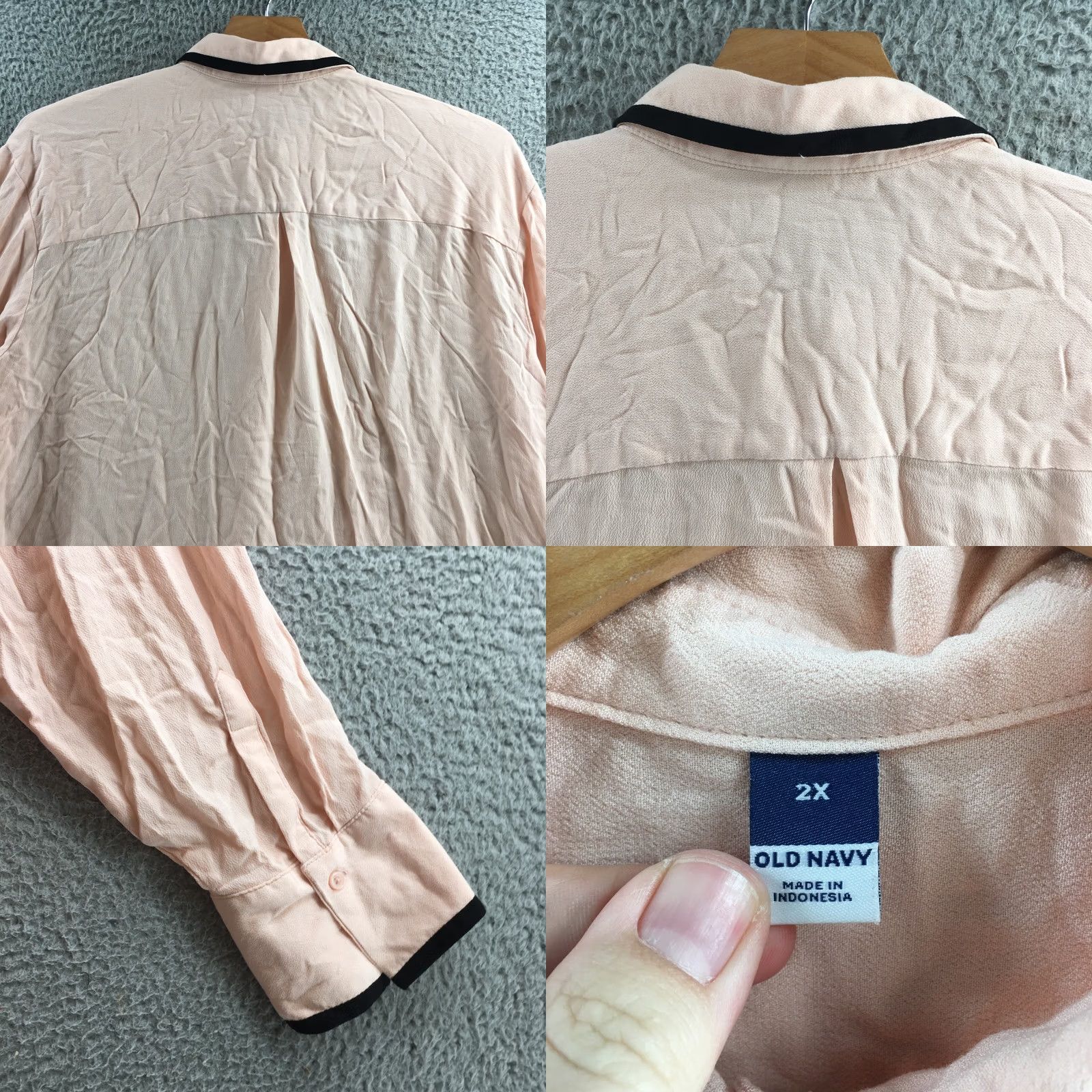 Old Navy Old Navy Shirt Womens 2X Pink Rayon Long Sleeve Collared Button Up Casual NEW Size XXL / US 16-18 / IT 52-54 - 8 Thumbnail