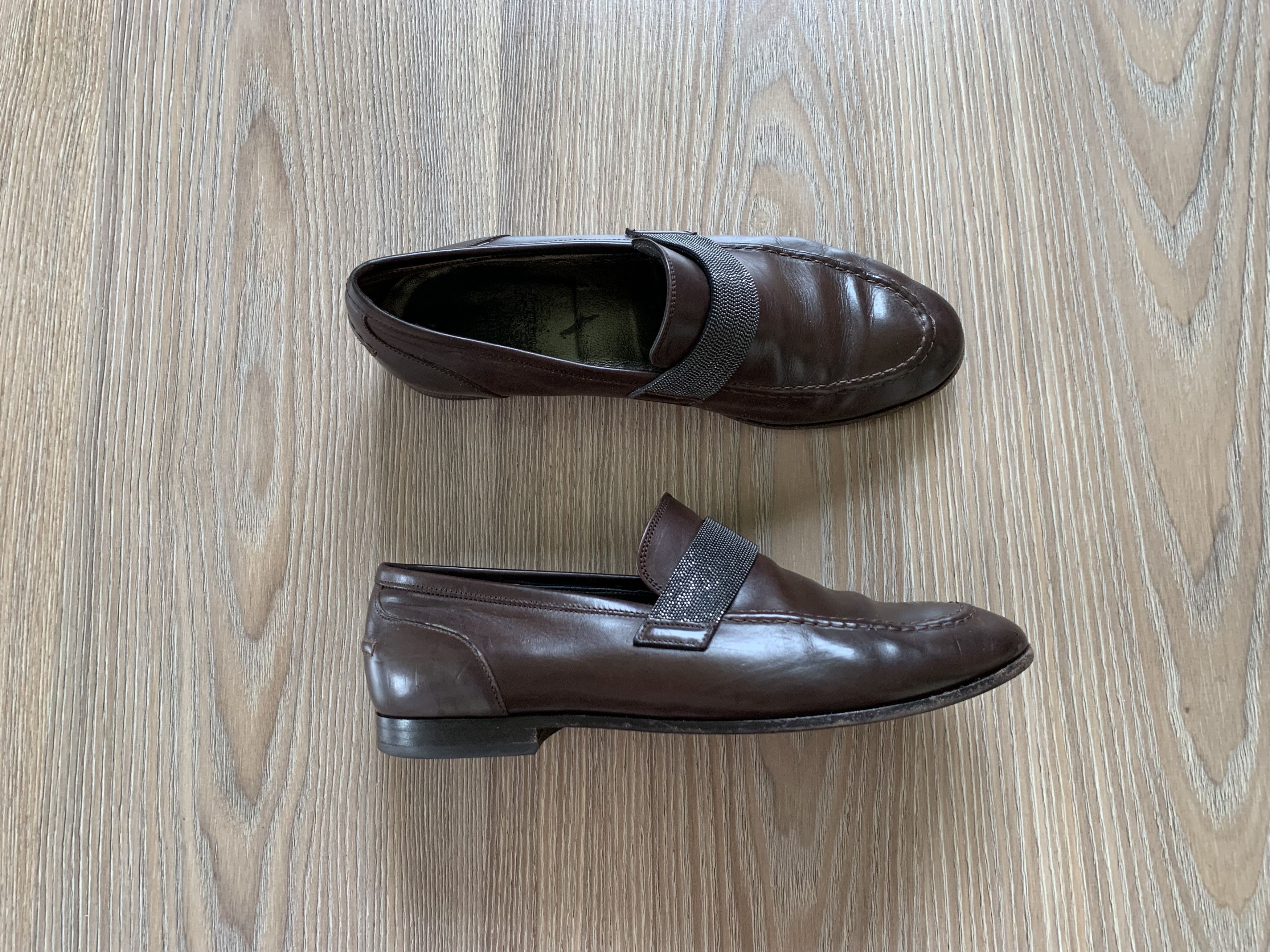Brunello Cucinelli Brunello Cucinelli Leather Womens Monili Trim Loafers Size US 8 / IT 38 - 1 Thumbnail