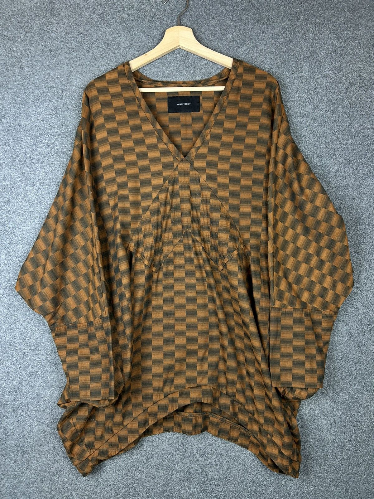 image of Henrik Vibskov Towel Shirt Asymmetric Poncho in Orange, Women's (Size Small)