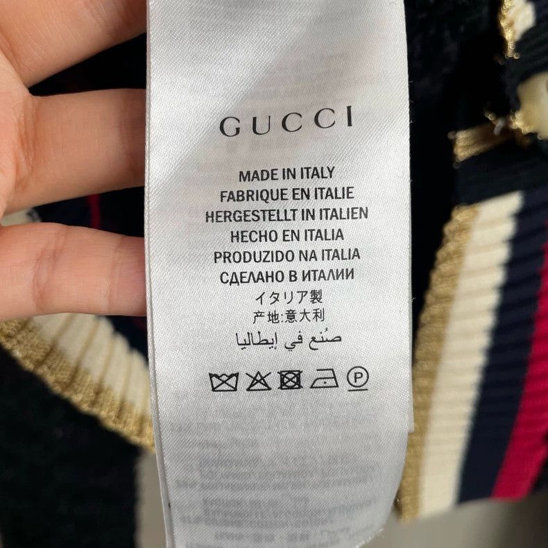Gucci GucciBlack striped pearl buckle long-sleeved knitted cardig Size M / US 6-8 / IT 42-44 - 4 Thumbnail