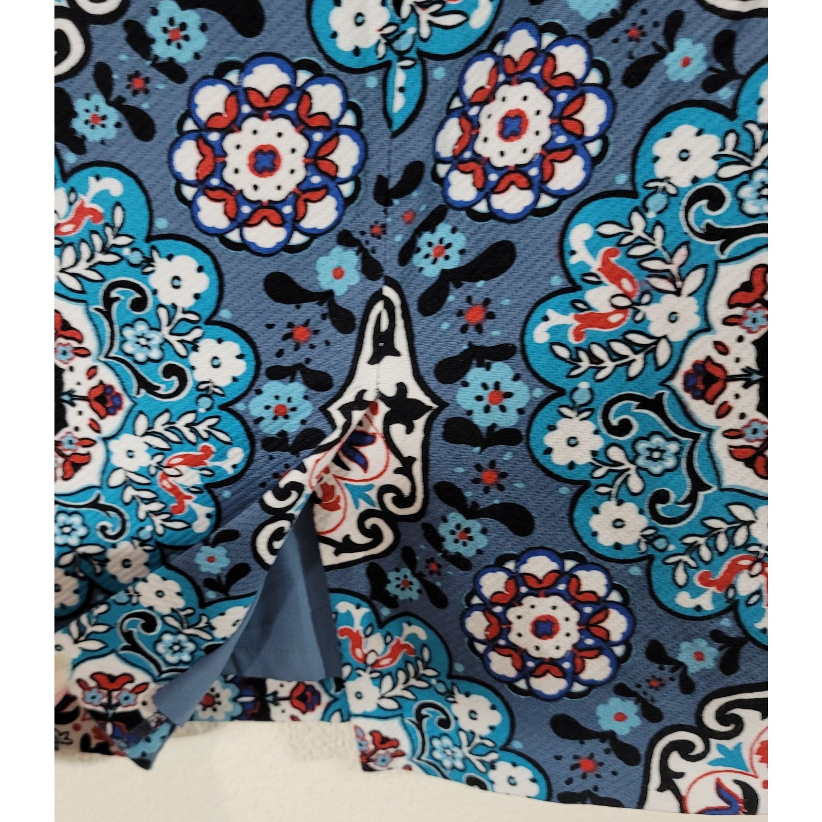 Other Loft Blue Floral Print Pencil Mini Skirt 2 Lined Lightweight Size 26" / US 2 / IT 38 - 3 Thumbnail
