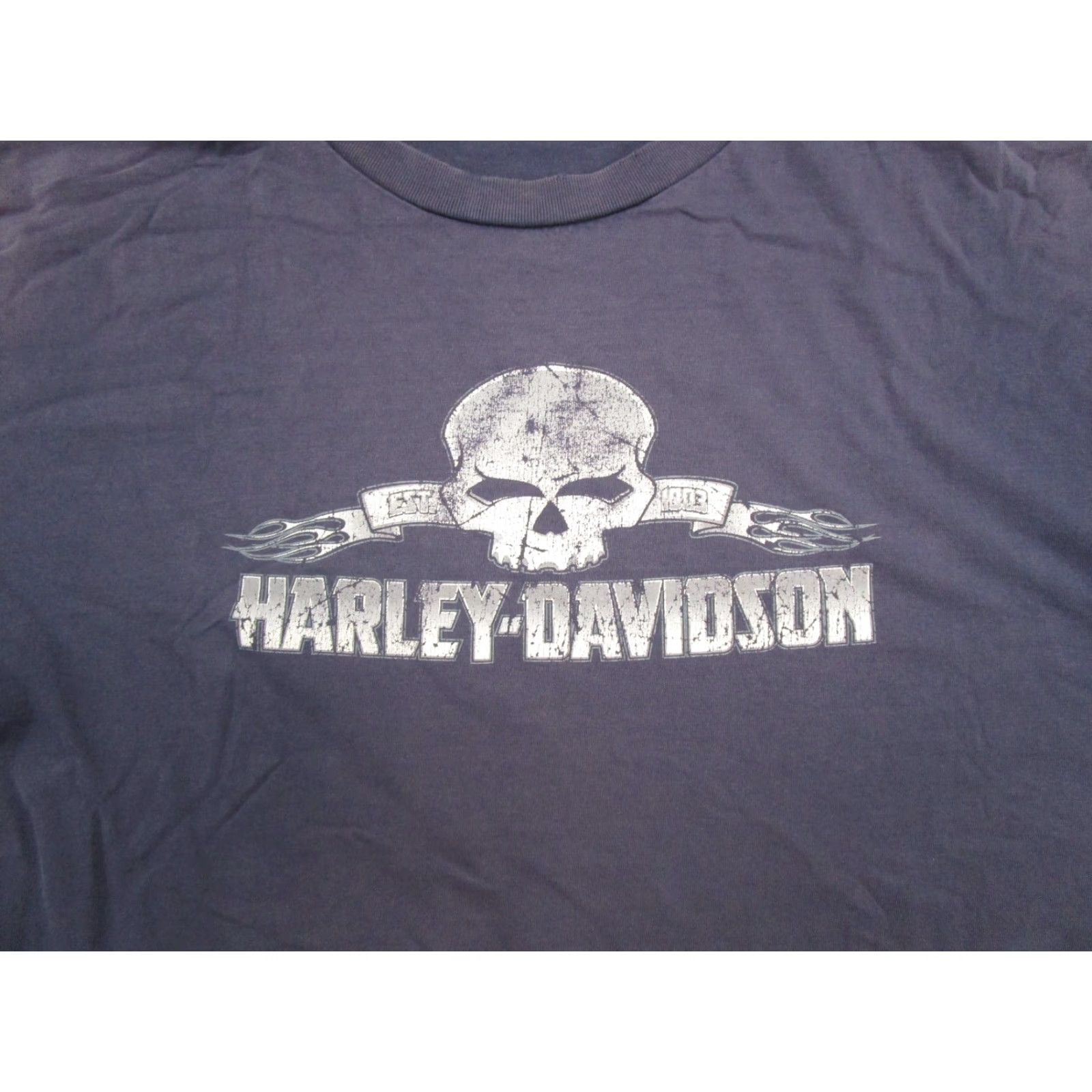 Harley Davidson VINTAGE Harley-Davidson Kuwait Faded Skull Biker T-Shirt XL Blue Adult Men Short Sleeve Crew Neck Cotton Shirt 2000s 00s Year Manufactured 2000-2009 Size US XL / EU 56 / 4 - 2 Thumbnail