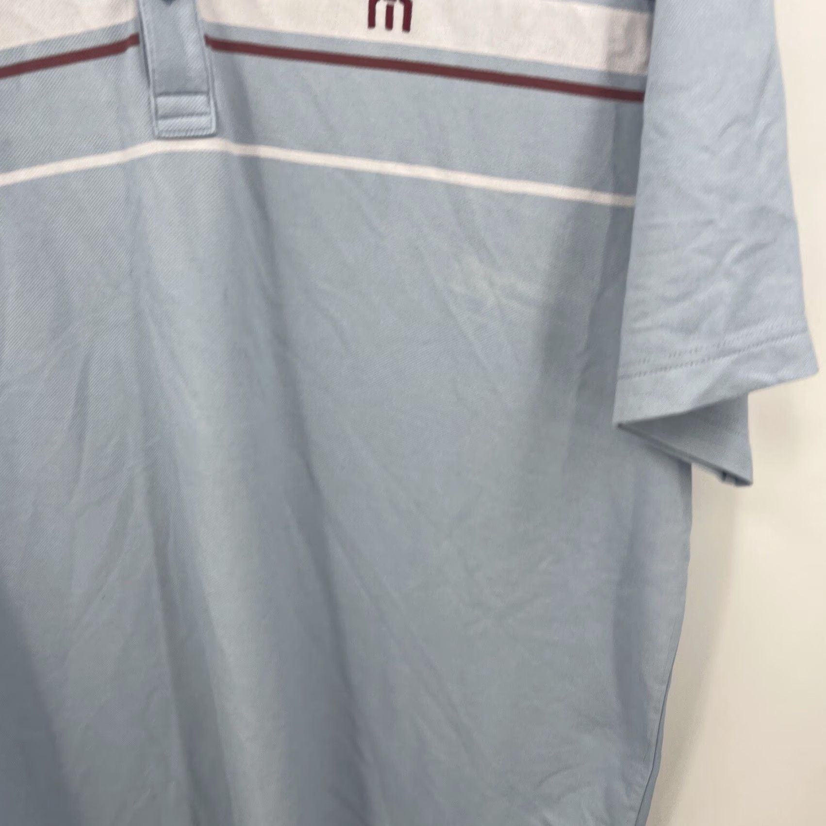 TravisMathew Travis Mathew Shirt Men Large Blue Striped Short Sleeve Collared Logo Size US L / EU 52-54 / 3 - 5 Thumbnail