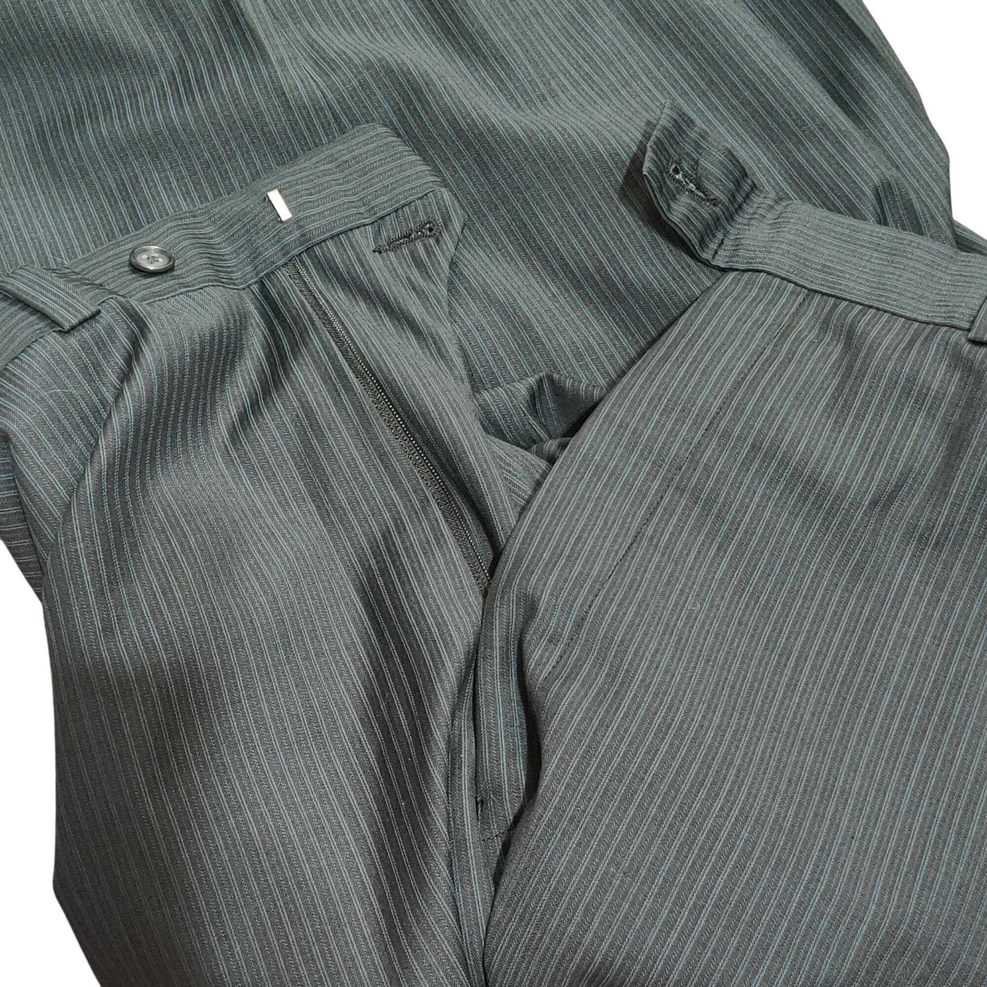 Vintage Calvin Klein 36 W x 30 L Black Wool Dress Pants Blue Pinstri Size 36R - 7 Thumbnail