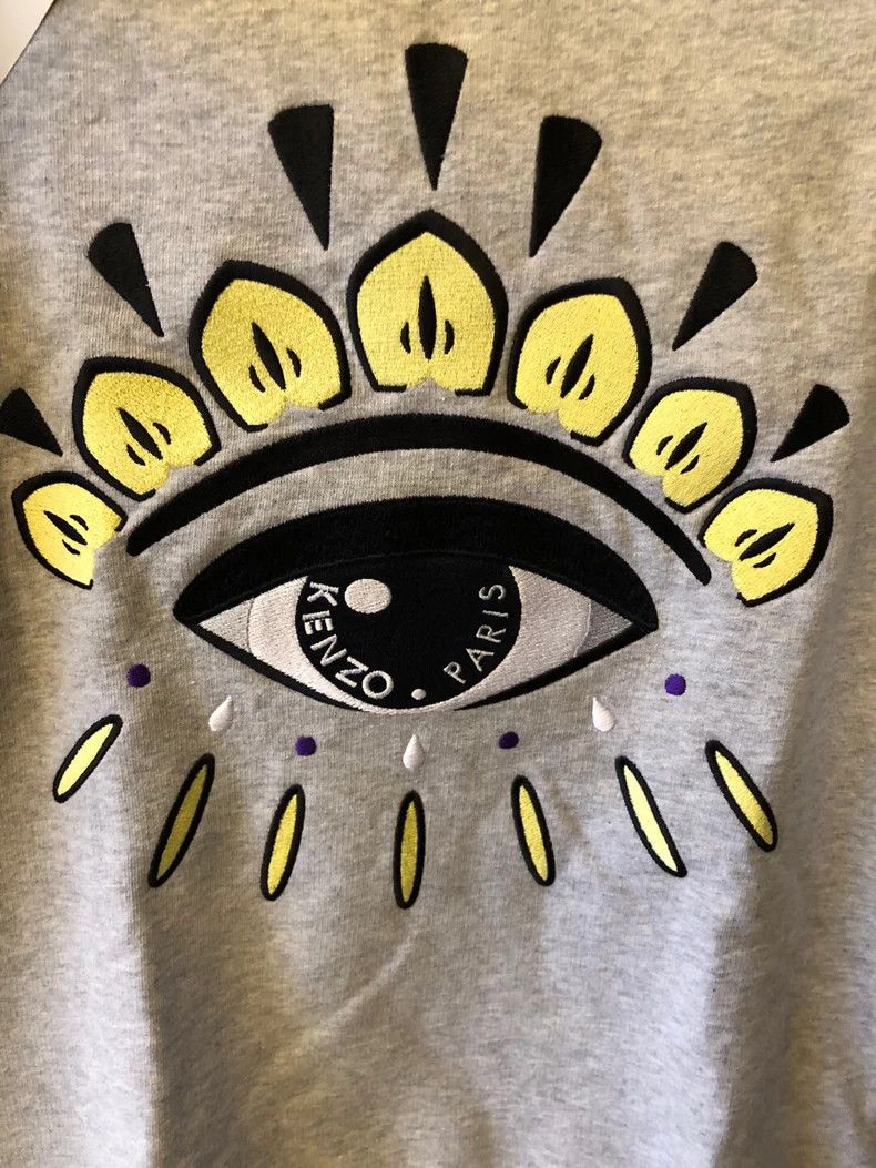 Kenzo KENZO Gray embroidered big eyes hoodie Size S / US 4 / IT 40 - 4 Thumbnail