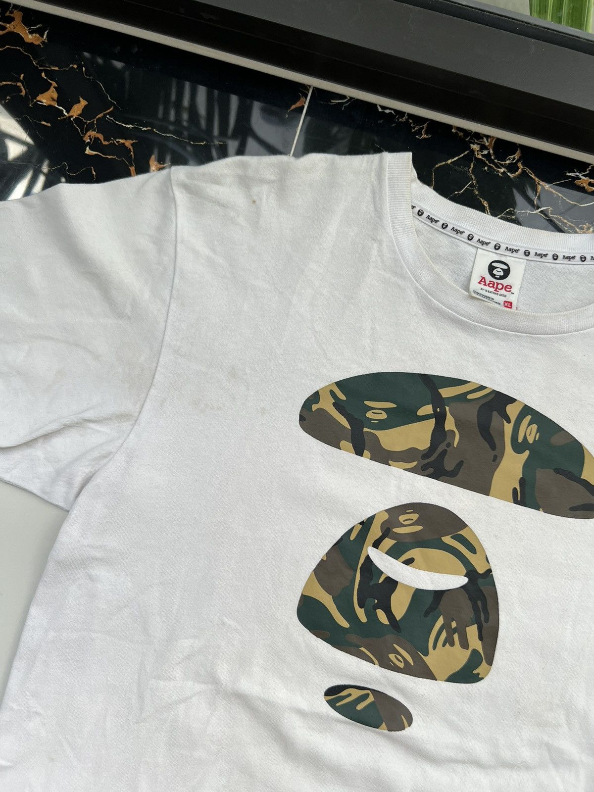 Aape × Vintage AAPE BY A BATHING APE CAMO BIG LOGO Y2K RARE TEE Size US XL / EU 56 / 4 - 3 Thumbnail