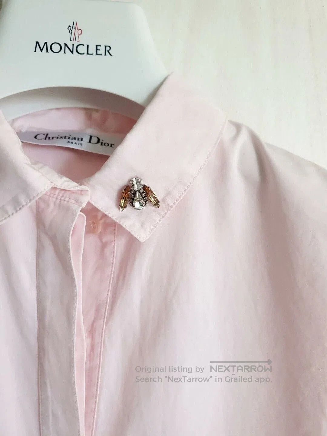 Dior pink shirt dress with diamond bee detail. Size US M / EU 48-50 / 2 - 4 Thumbnail