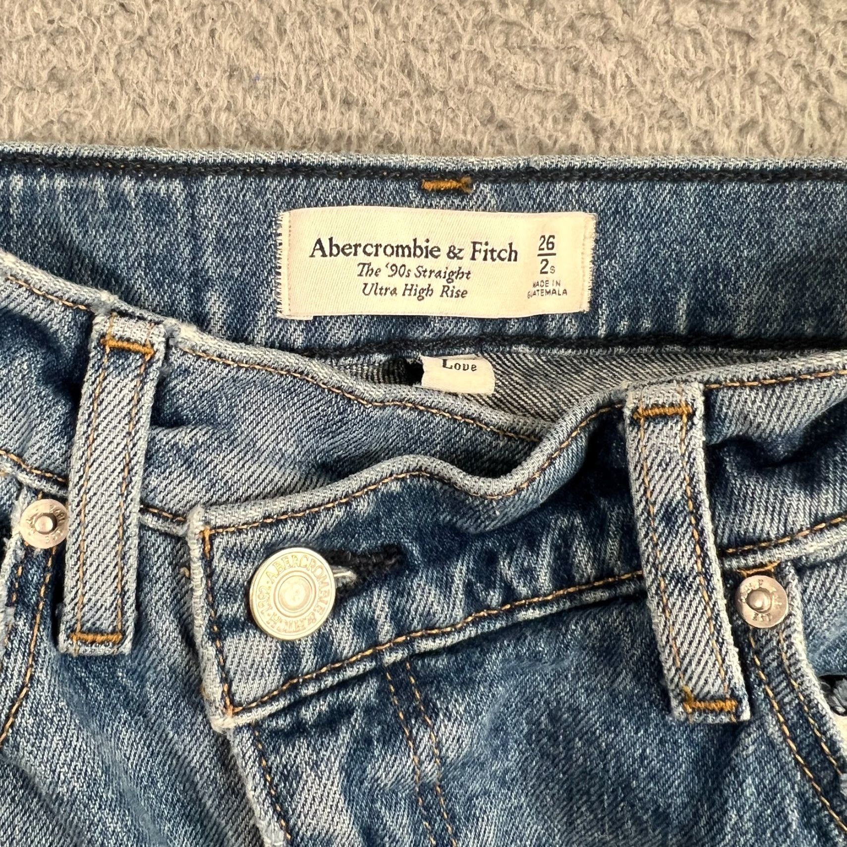Abercrombie & Fitch VINTAGE Abercrombie & Fitch Jeans Womens 26 Regular 90s Distressed Ultra High Rise Straight Blue Denim 90s Womens Size 26" / US 2 / IT 38 - 5 Thumbnail