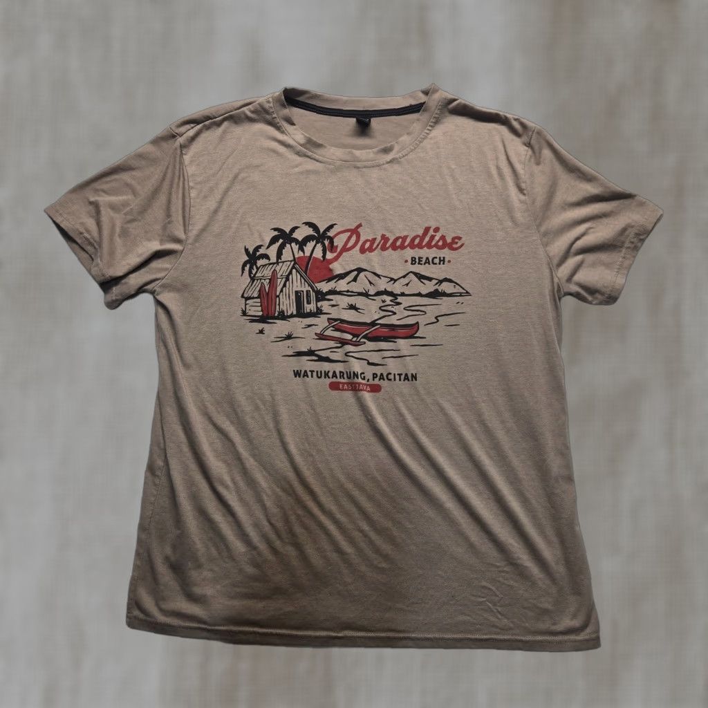 Vintage ROMWE Shirt Adult XL Brown Tee T-Shirt Unisex Travelers Paradise Beach Tropical Mobile: Watukarung Pacitan? Size US XL / EU 56 / 4 - 1 Thumbnail