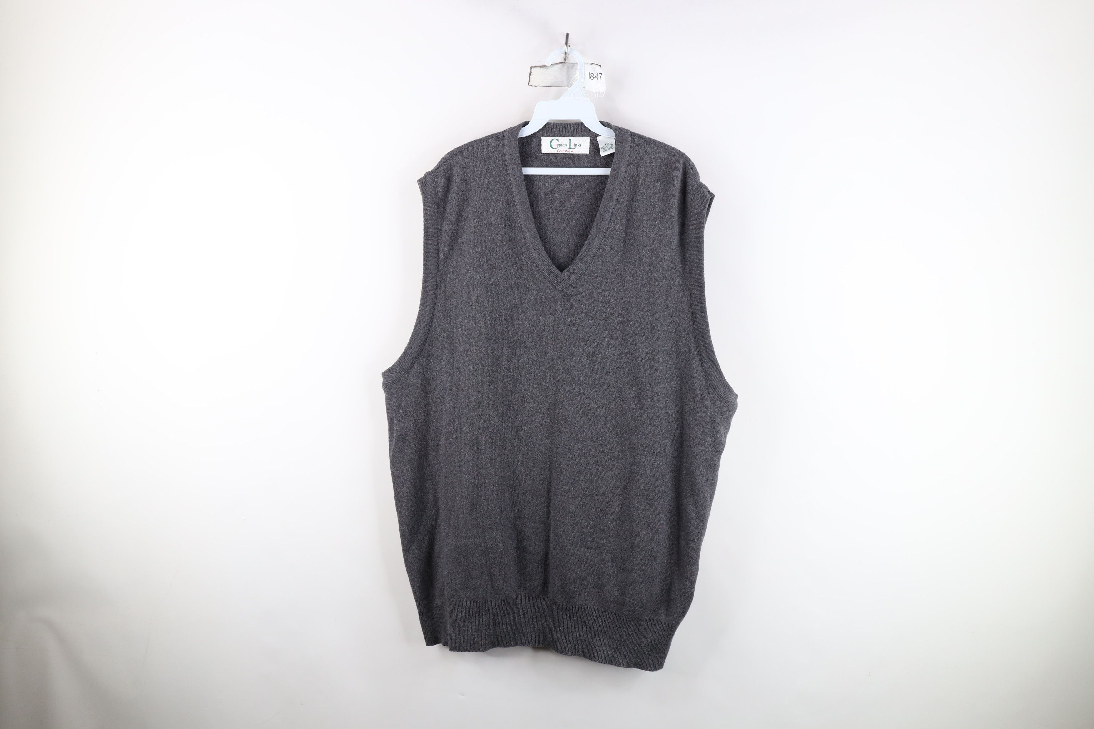 Vintage Vintage 90s Streetwear Knit Golf Sweater Vest Gray USA Size US XL / EU 56 / 4 - 1 Thumbnail