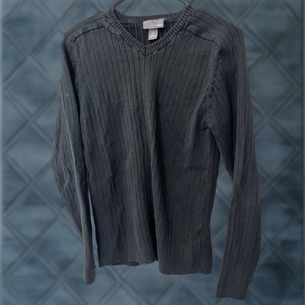 H&M H&M Men's V neck Sweater Sz L Black Long Sleeve Heavy Mens Size US L / EU 52-54 / 3 - 1 Thumbnail