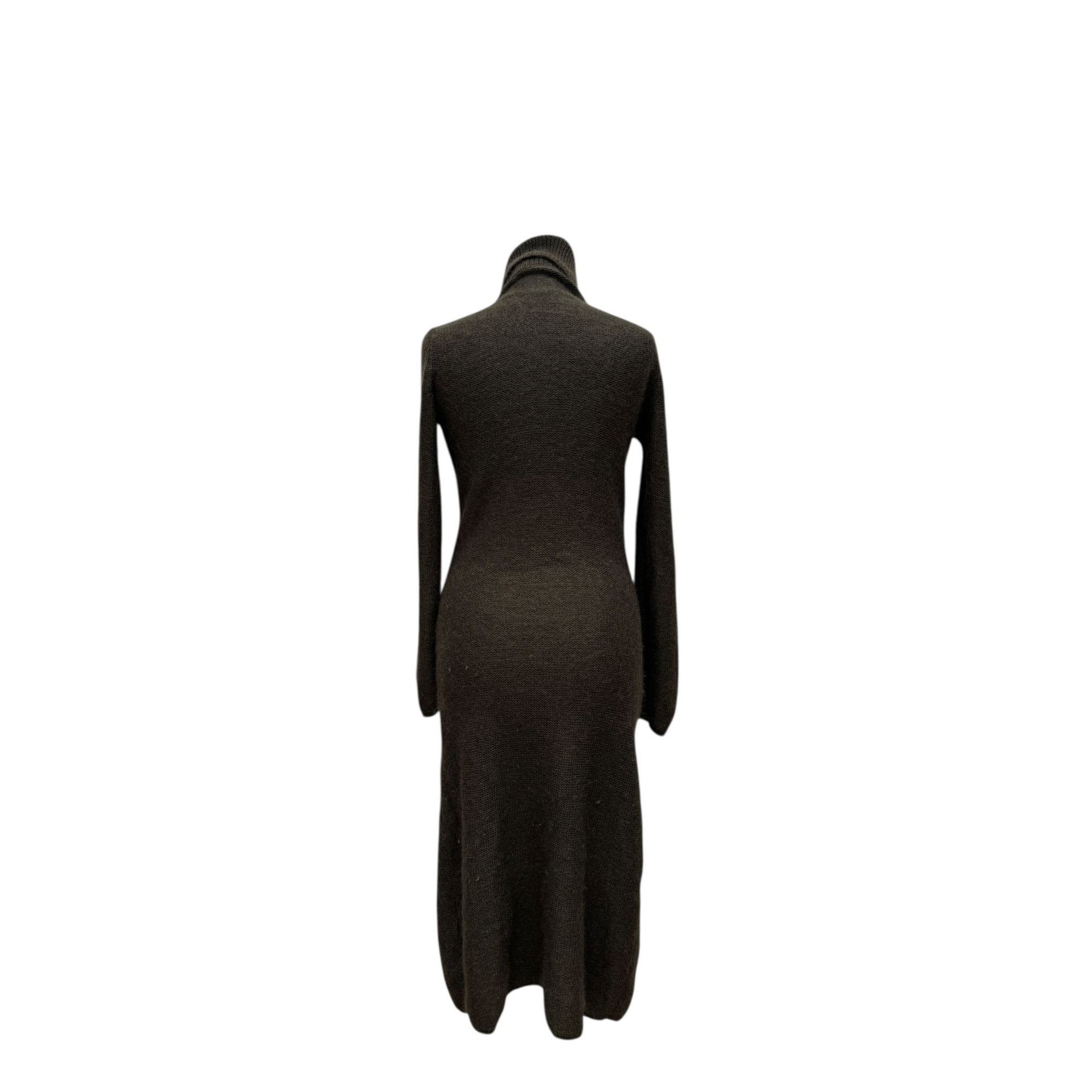 Yves Saint Laurent Vintage Brown Wool Ribbed Knit Dress Size M / US 6-8 / IT 42-44 - 4 Thumbnail