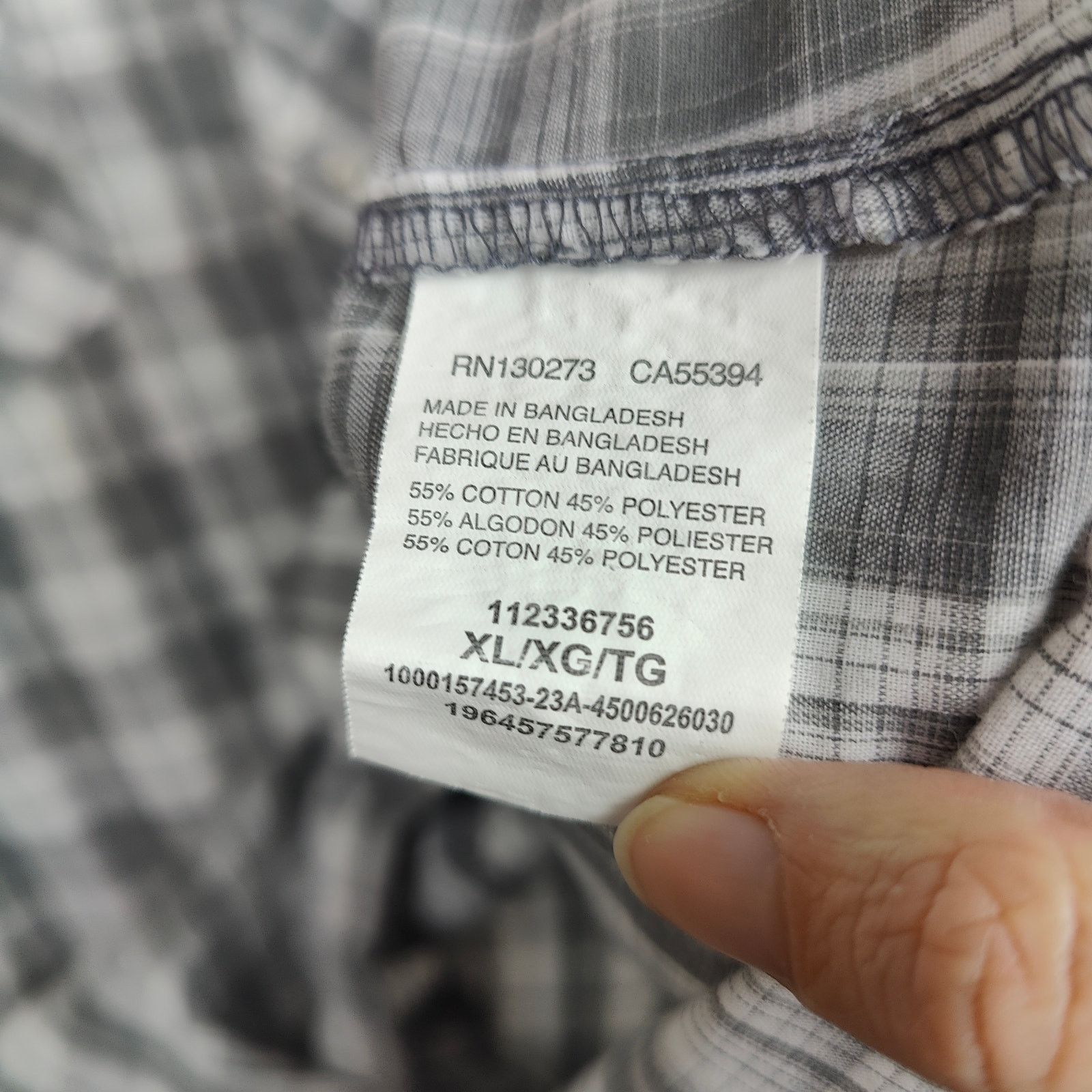 Wrangler Wrangler Western Pearl Snap Shirt Mens XL Gray White Plaid Size US XL / EU 56 / 4 - 5 Thumbnail