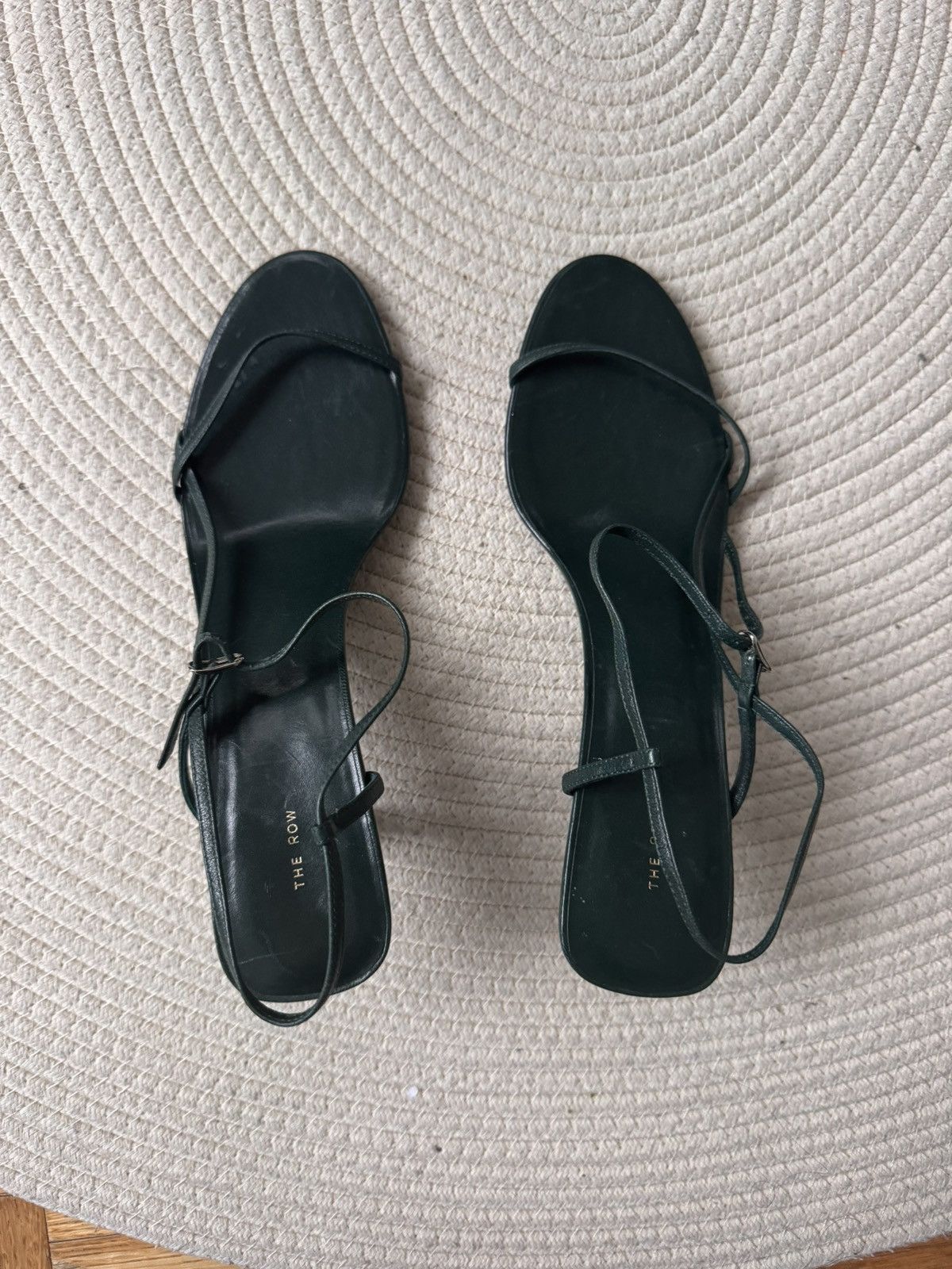 The Row new THE ROW Bare dark forest green minimalist heel sandal 39 Size US 8.5 / IT 38.5 - 1 Thumbnail