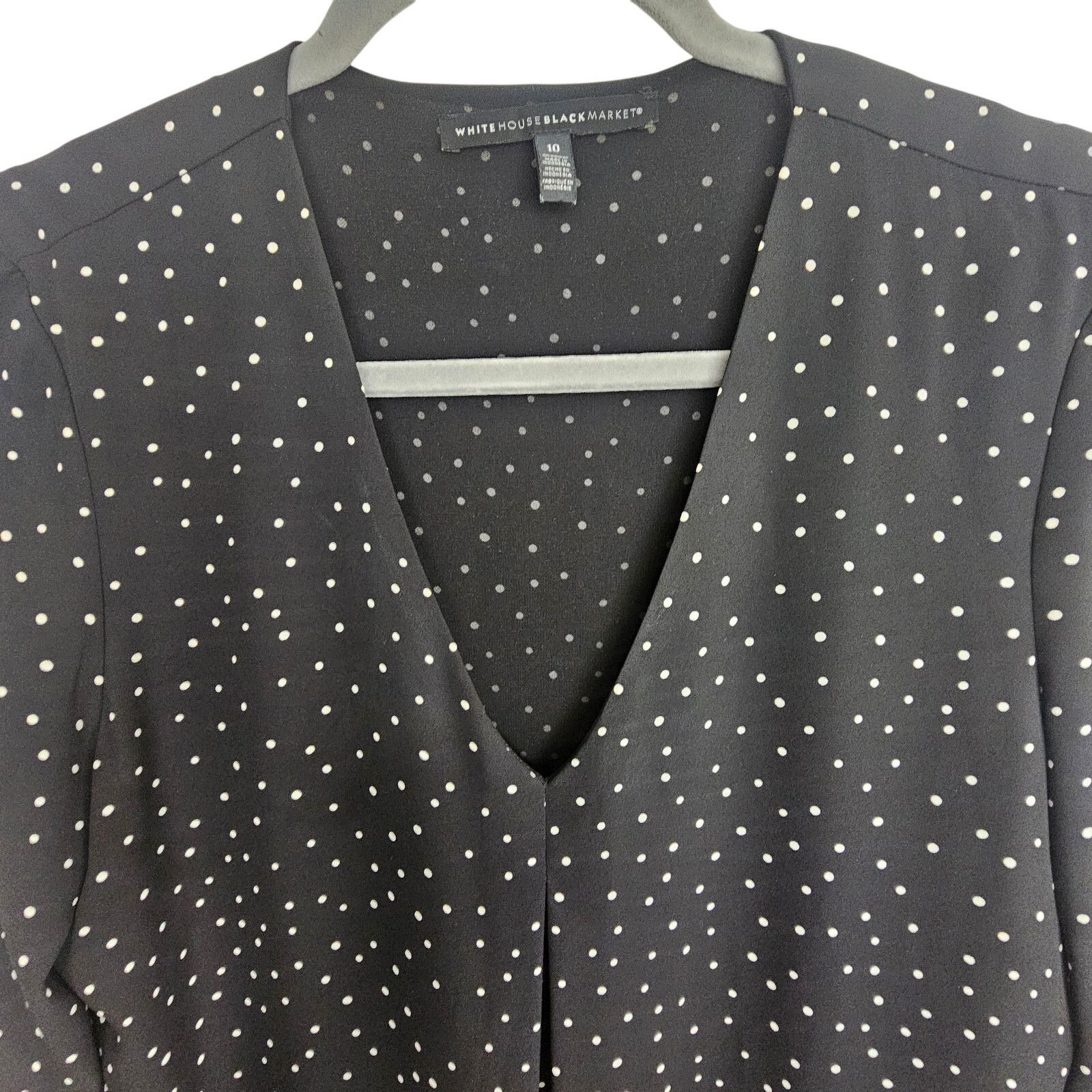 White House Black Market White House Black Market Womens Polka Dot Blouse 10 Classic Size L / US 10 / IT 46 - 2 Thumbnail