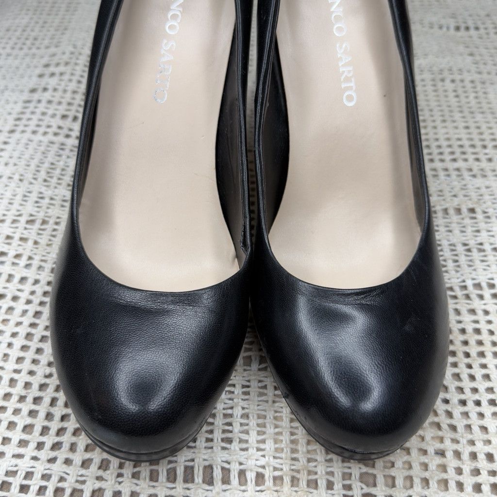 Franco Sarto Franco Sarto Womens 8 Napoli Pump Black Leather Heel (8.5) Size US 8 / IT 38 - 5 Thumbnail
