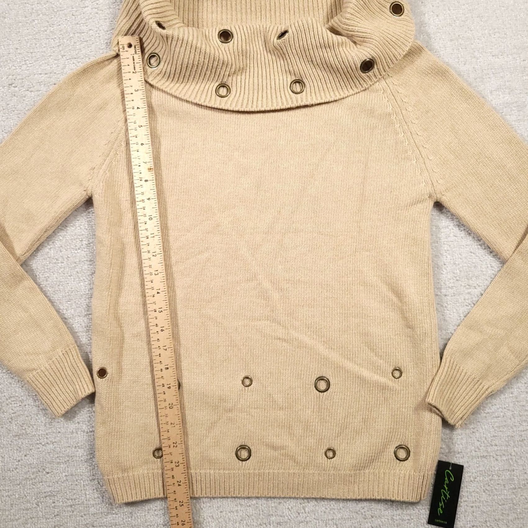 Vintage Cartise Beige Cowl Neck Sweater Wool Blend Grommets Medium Womens Size M / US 6-8 / IT 42-44 - 5 Thumbnail