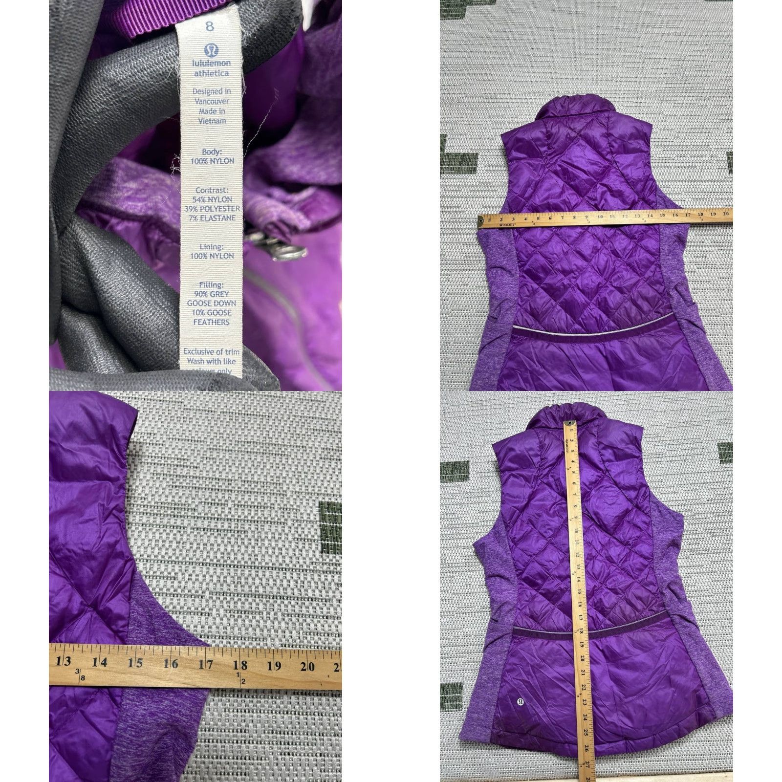 Lululemon VINTAGE Lululemon Down For A Run Puffer Vest Womens 8 Purple Insulated Water Resistant Size M / US 6-8 / IT 42-44 - 8 Thumbnail