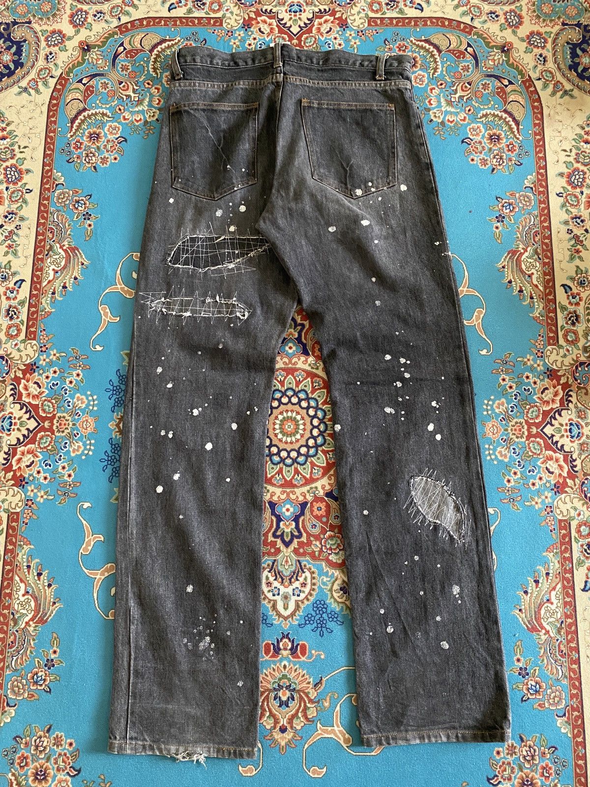 Japanese Brand Japanese Brand Distressed Splatter Patchwork Design Denim Size US 31 - 3 Thumbnail