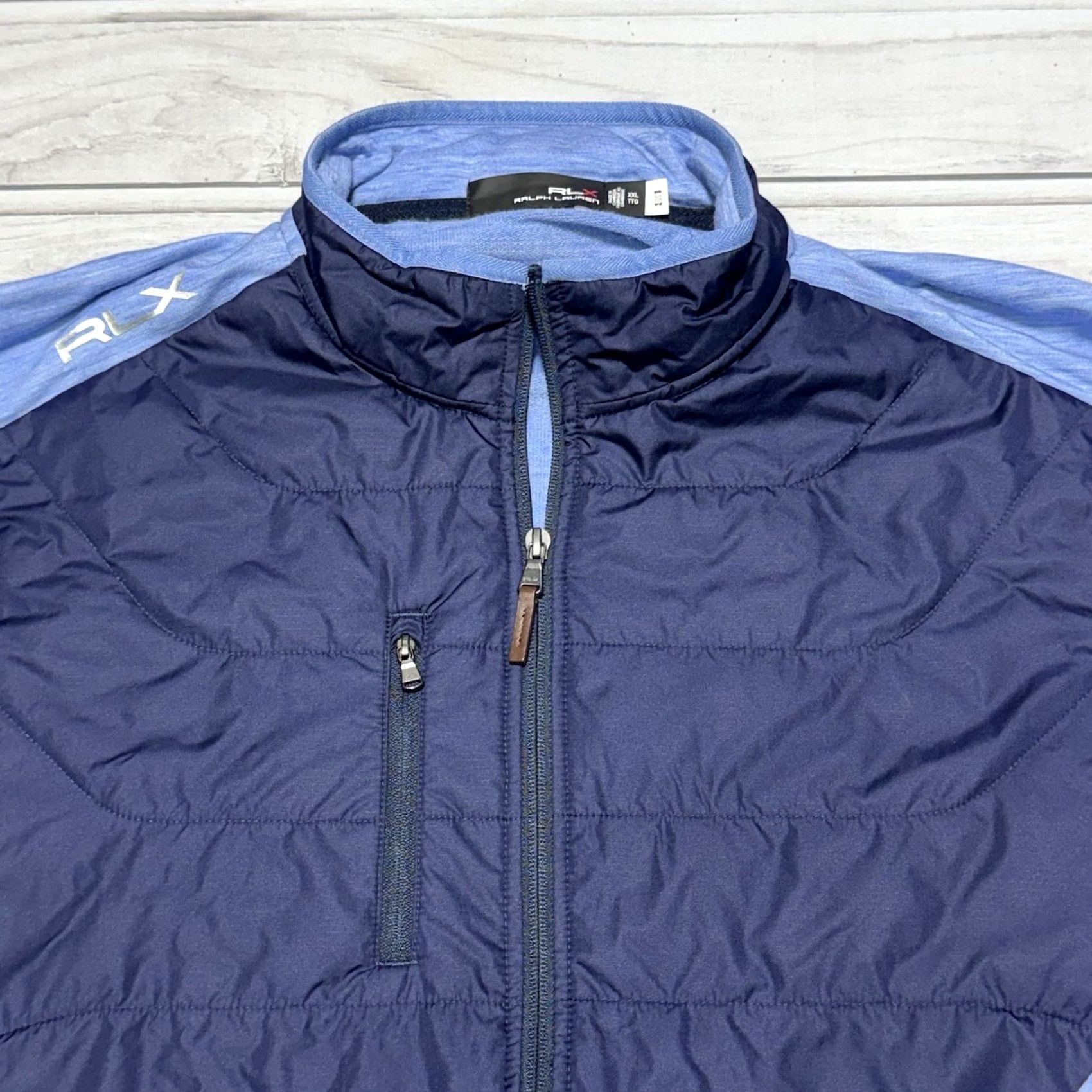 RLX Ralph Lauren RLX Ralph Lauren Jacket Mens 2XL Blue Hybrid Mockneck Zip Pockets Stand-Up Collar Wool Blend Essential Jacket Size US XXL / EU 58 / 5 - 2 Thumbnail
