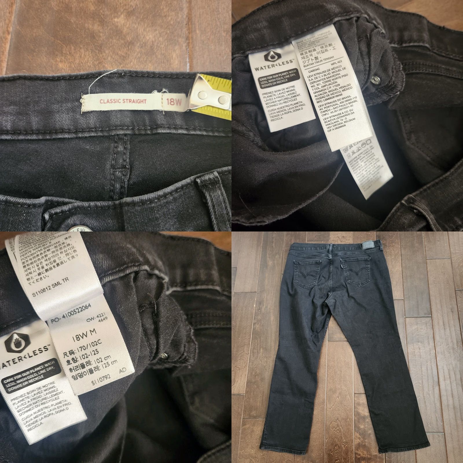 Levi's Levi’s Women’s 18W Black Classic Straight Jeans Mid Rise Stretch Button Zip 5-Pocket Denim Jeans Womens Regular Black 18W Staples Straight Jeans Size 40" / US 18 - 9 Thumbnail