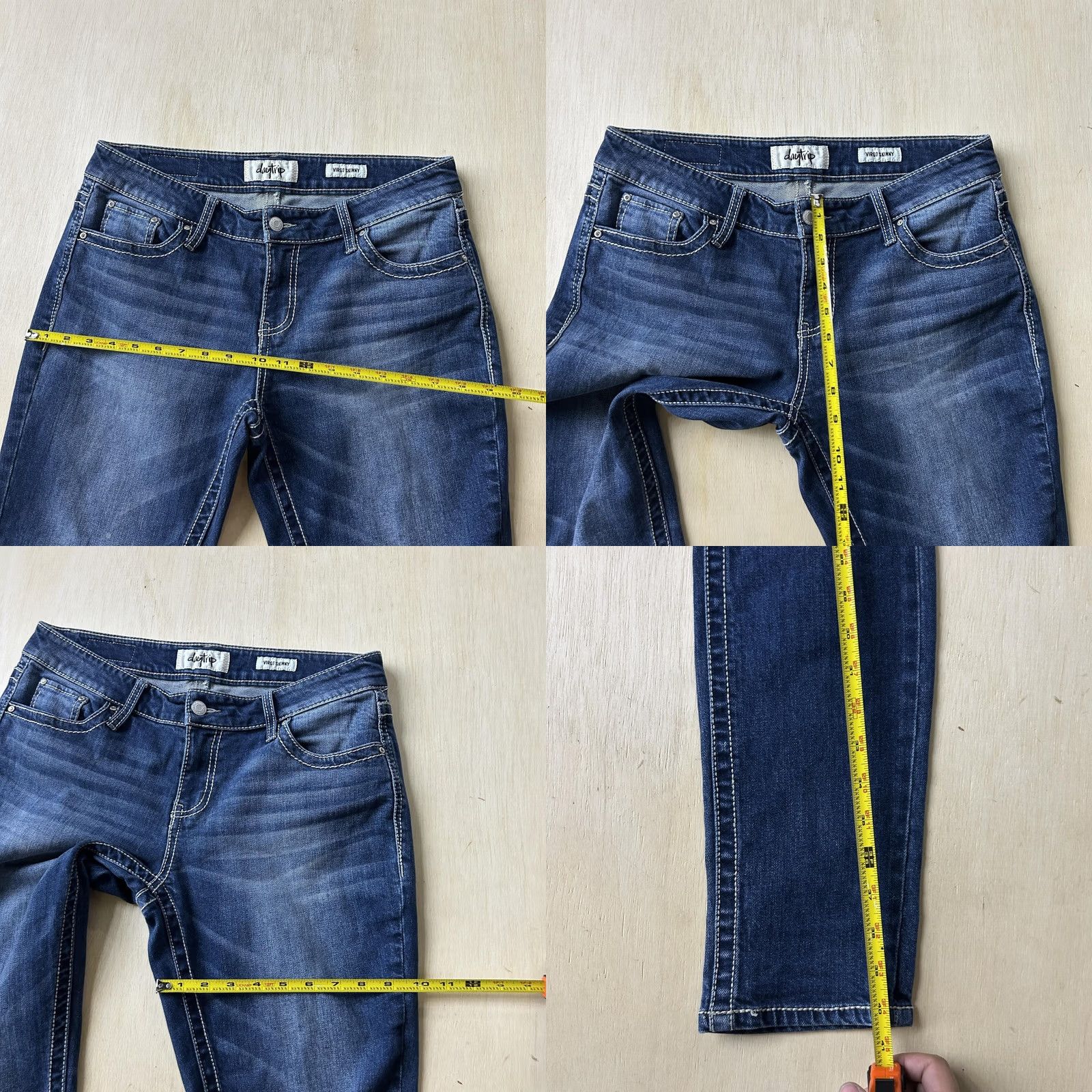 Vintage Daytrip Virgo Skinny Jeans Womens 29L Med Wash Blue Distressed Denim Stretch Size 29" - 8 Thumbnail