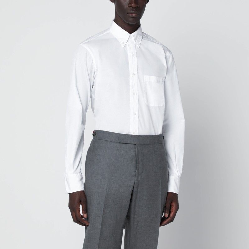 Thom Browne Thom Browne White Button-Down Cotton Shirt Size US M / EU 48-50 / 2 - 1 Thumbnail