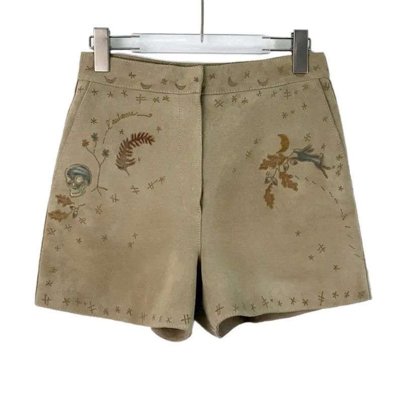 Dior Brown Women's Shorts with Unique Embroidery 0089
