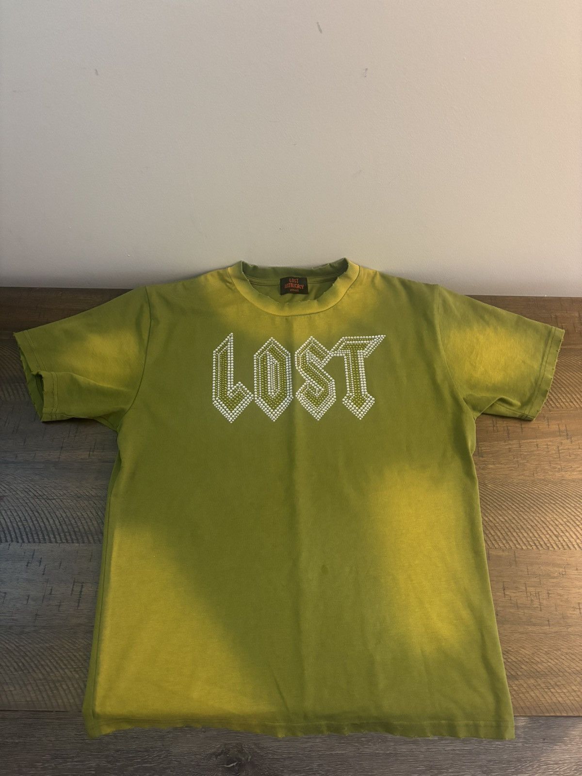 Lost intricacy T- Shirt Green Washed Rhinestone size small