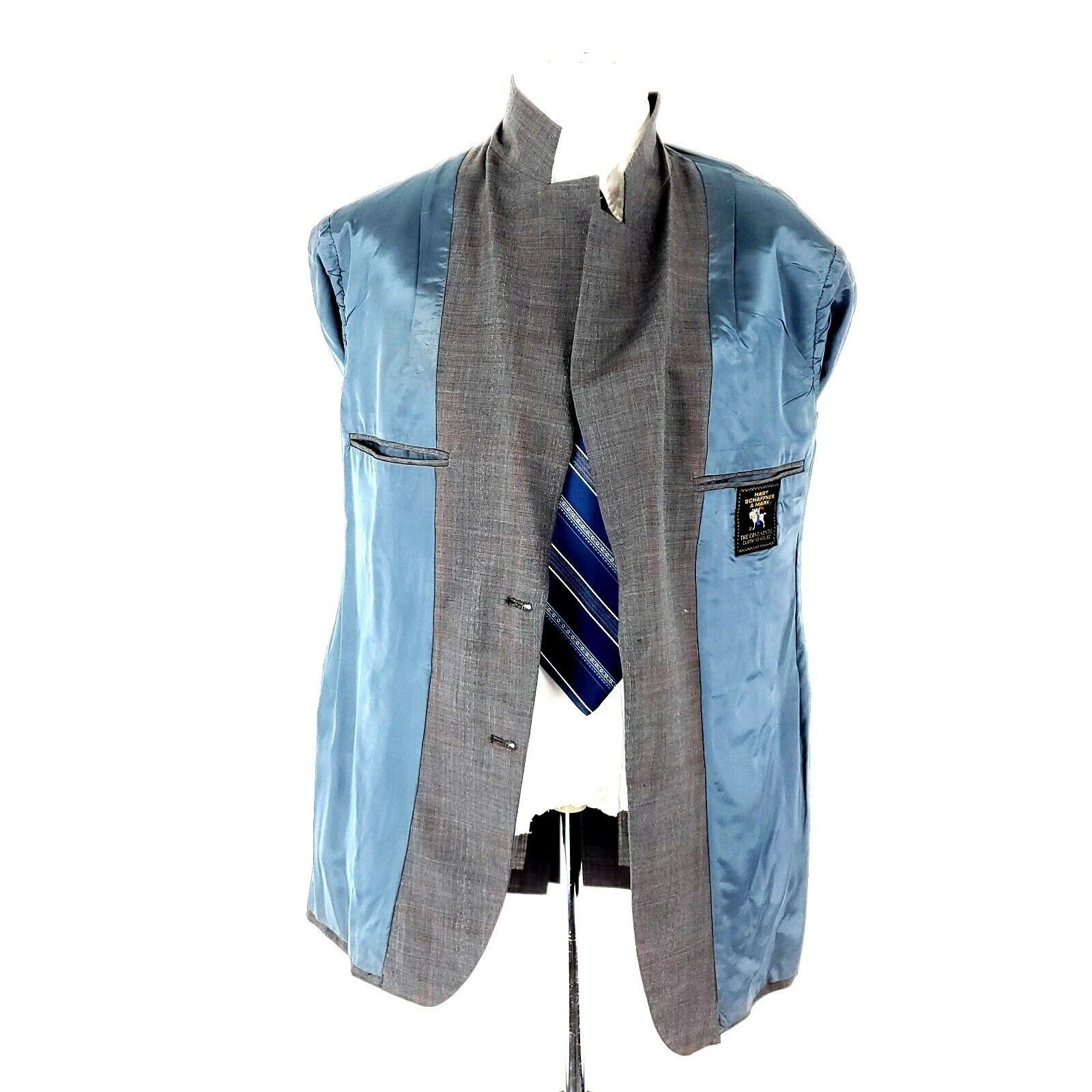 Hart Schaffner Marx Hart Schaffner Marx Wool 2 Button Blazer 40R Gray W/ Red Win Size 40R - 9 Thumbnail