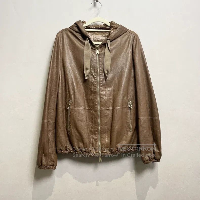 Brunello Cucinelli Brunello Cucinelli Brown Lamb Leather Two-Tone Leather Jac Size XS / US 0-2 / IT 36-38 - 1 Thumbnail