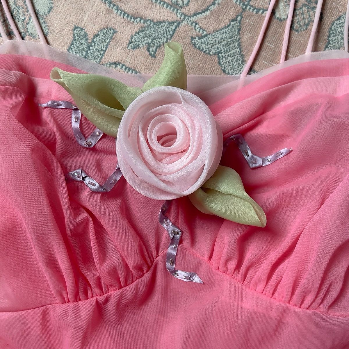 Vintage Vintage 1980s Pink Chiffon Semi-Sheer Nightgown (S–M) Size S / US 4 / IT 40 - 12 Thumbnail