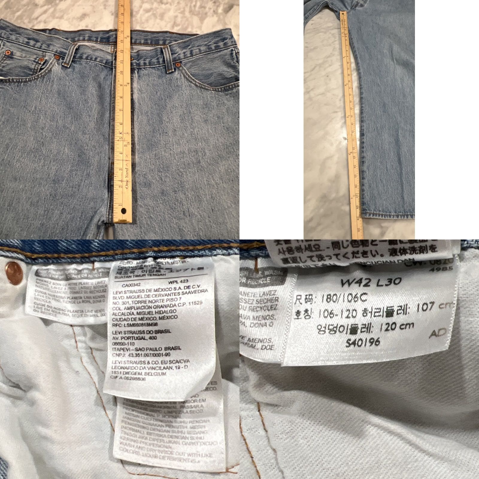 Levi's Levi’s 501 Jeans Men 42x30 Original Button-Fly Straight Denim 5-Pocket Blue Red Tab USA 90s Vintage Style Size US 42 / EU 58 - 9 Thumbnail