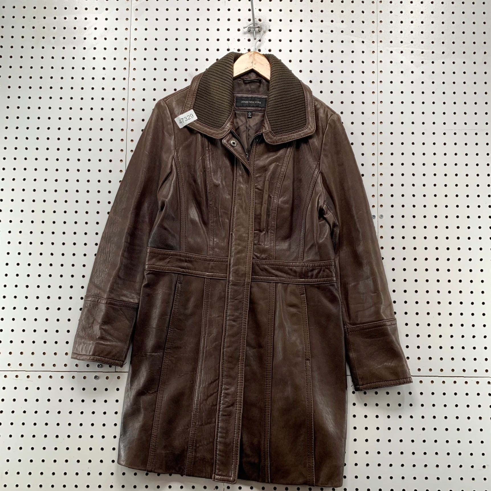 Jones New York Jones New York Leather Coat Womens Large Brown Belted Collared Genuine Coat Size L / US 10 / IT 46 - 2 Thumbnail