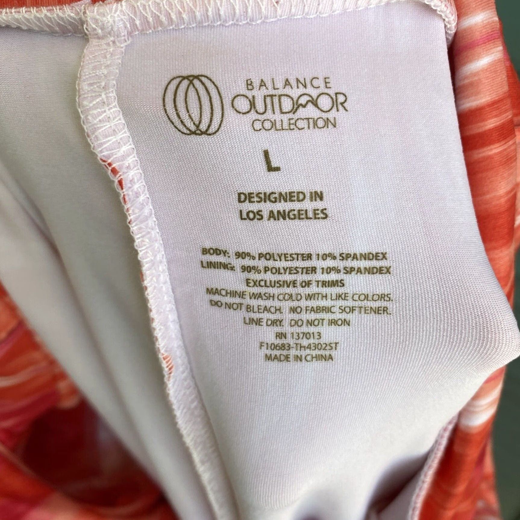 Balance Outdoor Collection Casual Dress Sz L Orange & White Stretchy