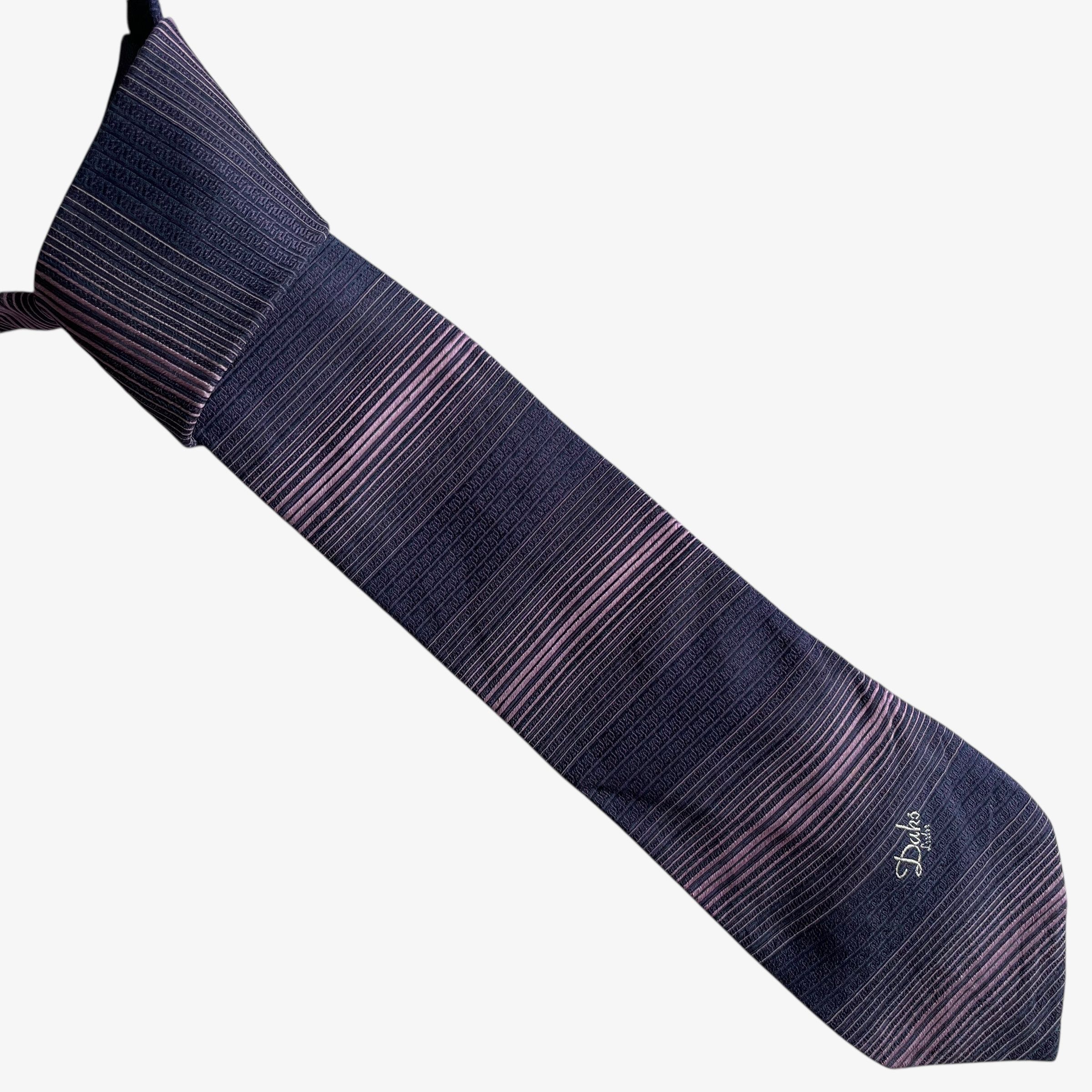 DAKS Vintage 80s Daks Purple Striped Silk Tie Size ONE SIZE - 1 Thumbnail