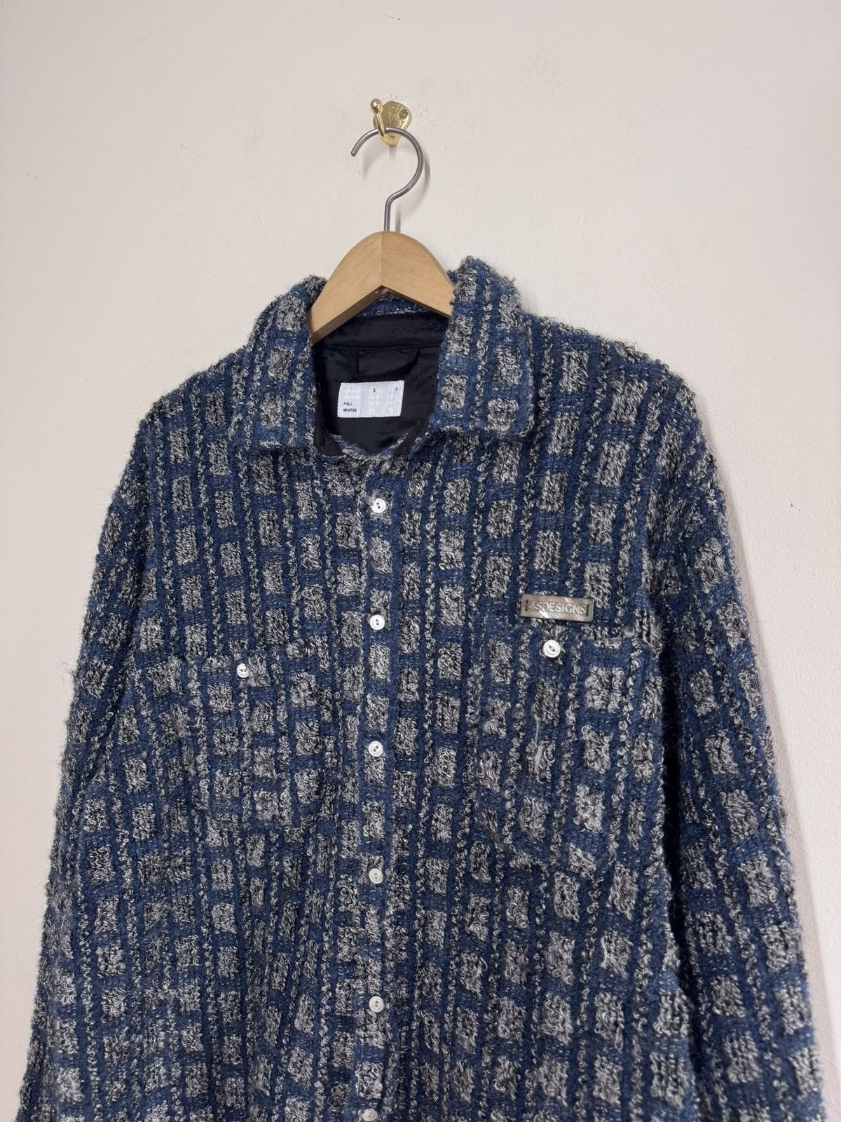 4SDESIGNS 4SDesigns Plaid Tweed Work Shirt Navy Size L Size US L / EU 52-54 / 3 - 2 Thumbnail
