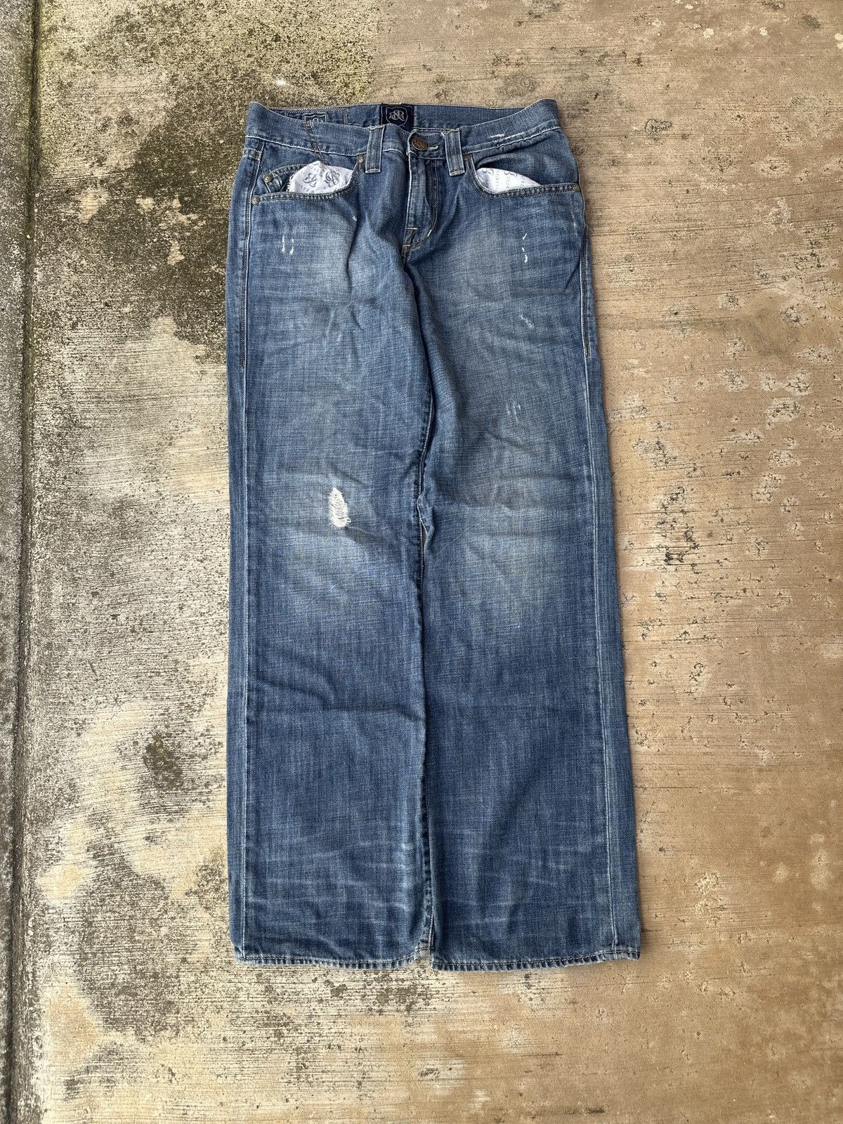 Rock & Republic Y2k 2000s Baggy Blue Rock & Republic Wideleg Jeans Size US 32 / EU 48 - 4 Thumbnail
