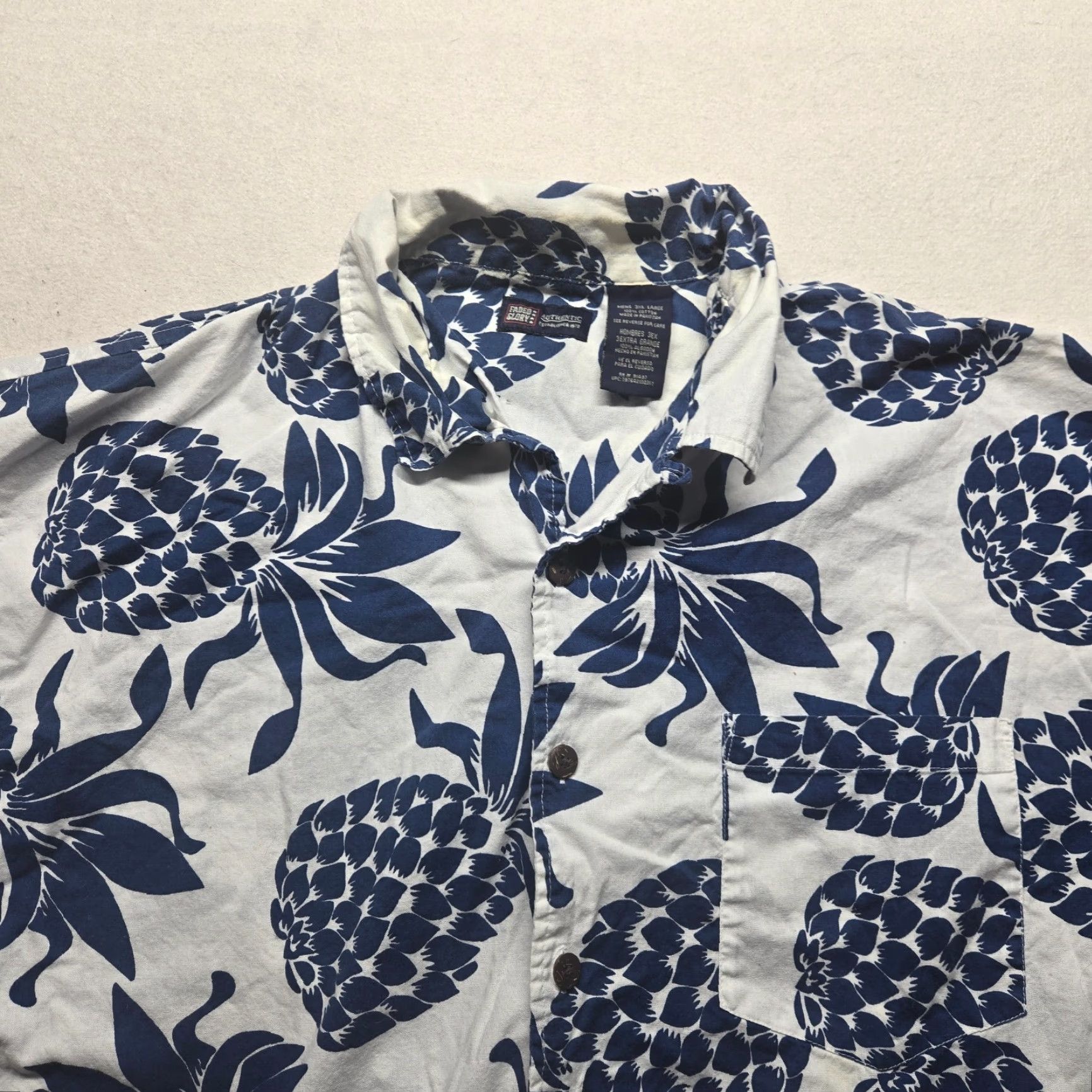 Faded Glory Faded Glory Shirt Short Sleeve White Blue Pineapple Hawaiian Adult Mens 3XL Multicolor Button-Up Casual 90s Hawaiian Theme Mens Size US XXL / EU 58 / 5 - 2 Thumbnail