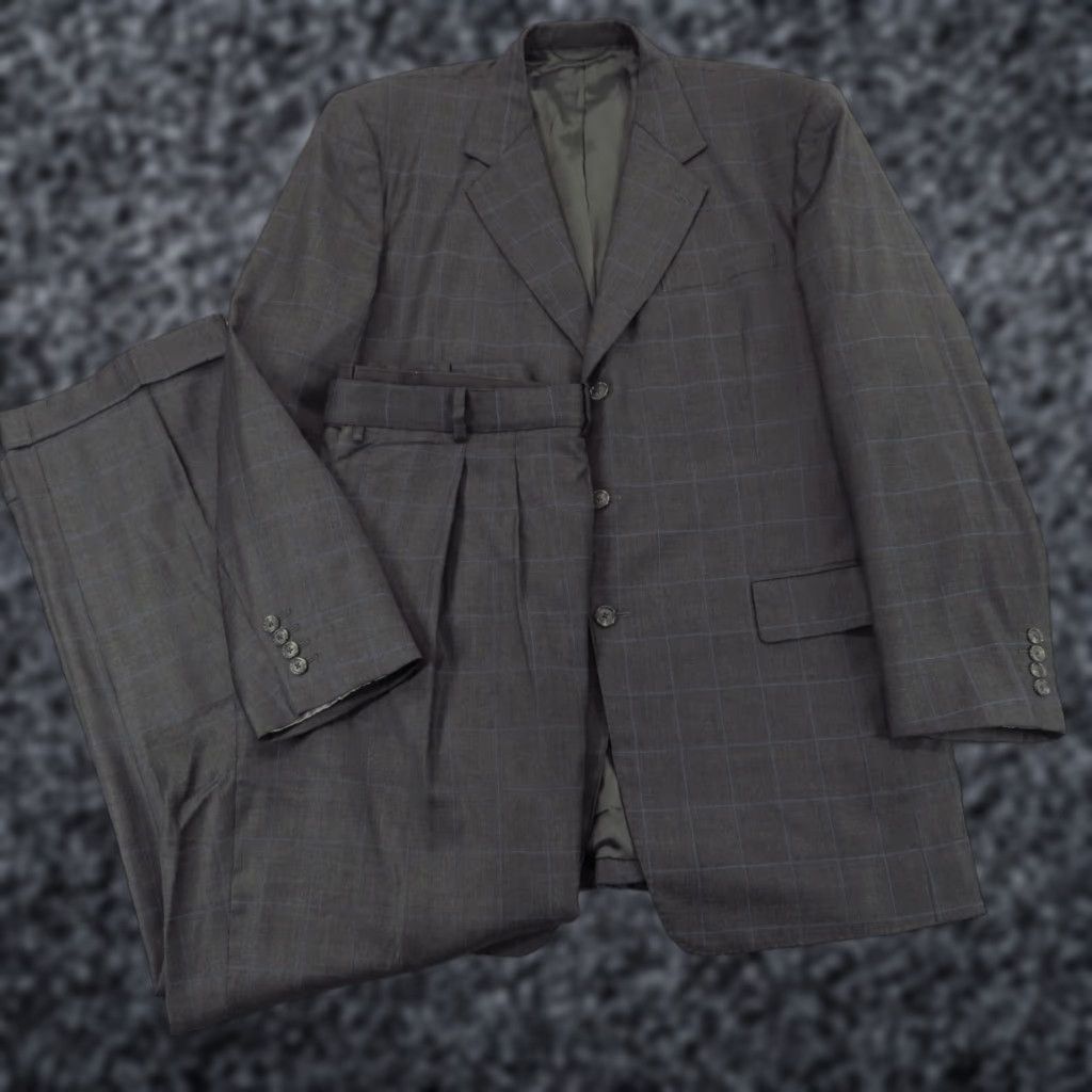 Loro Piana Loro Piana Suit 48L Super 120s 3/2 Roll Windowpane Pleated Cuffed 38x34 Trouser Size 48R - 1 Thumbnail