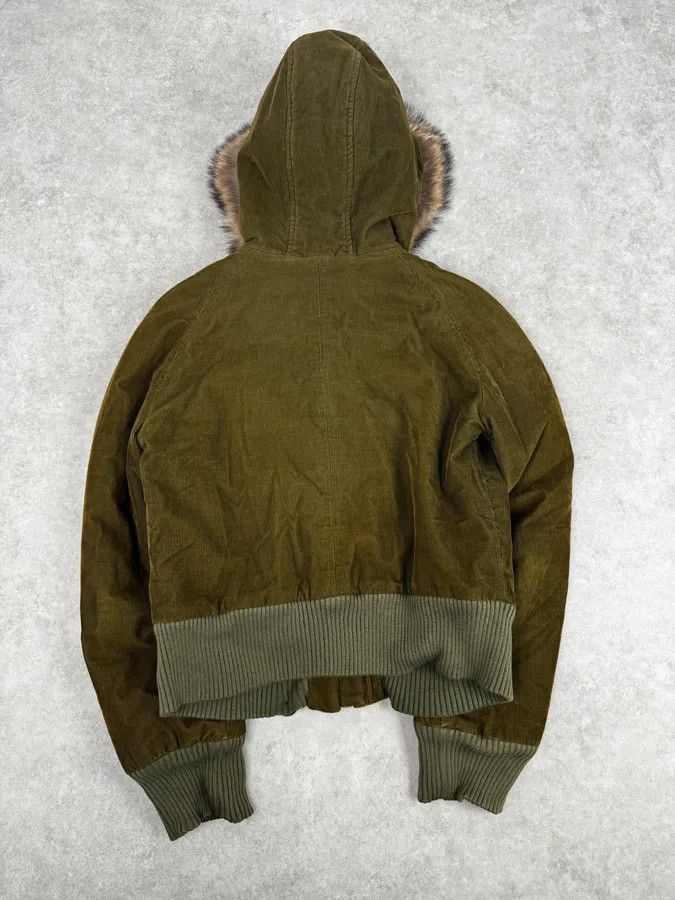 Dolce & Gabbana 2000s Dolce & Gabbana Khaki Corduroy Fur Hooded Buttoned Jacket Size M / US 6-8 / IT 42-44 - 4 Thumbnail