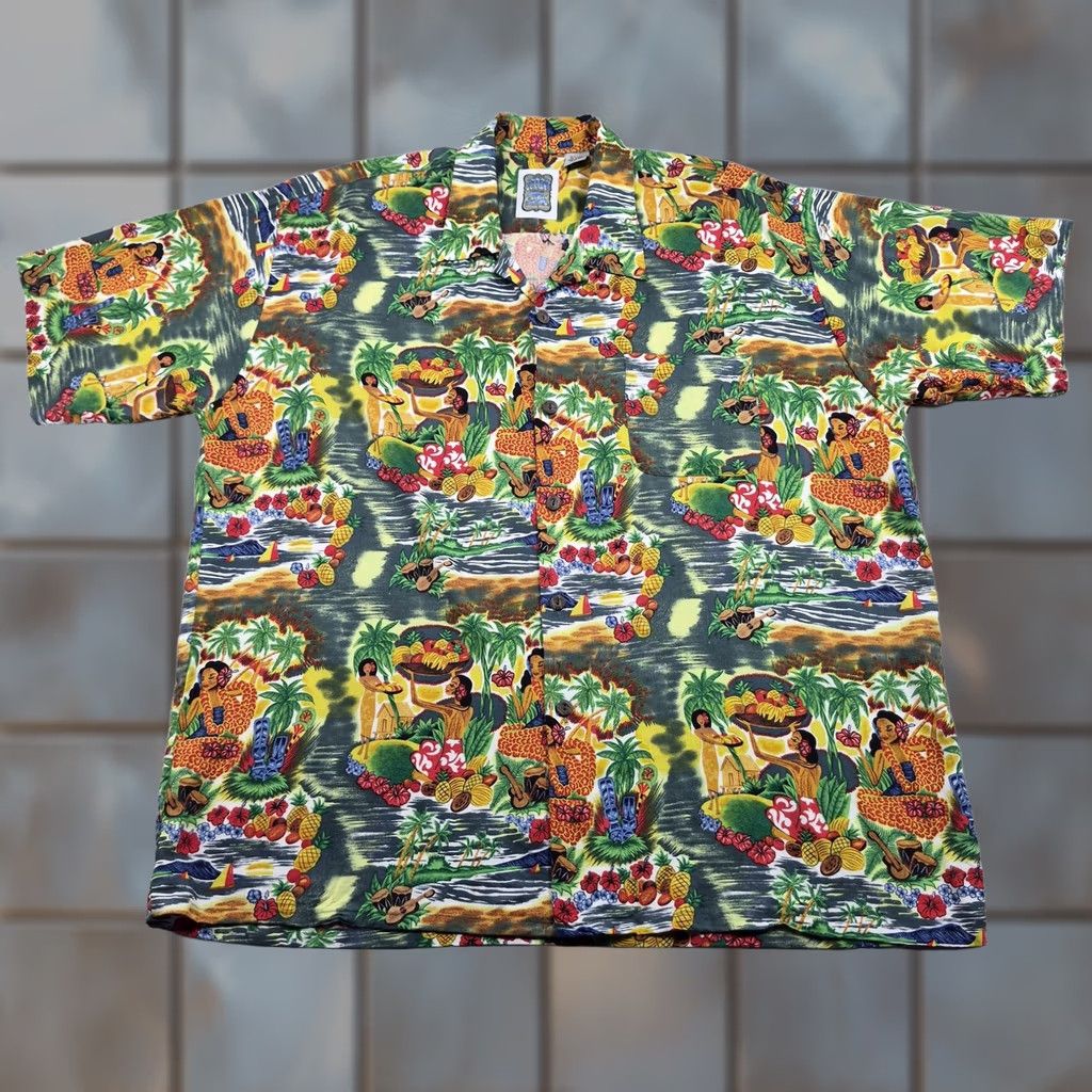 ALOHAS Ocean Current Hawaiian Shirt Mens XL Multicolor Aloha Short Sleeve Button Front Shirt Size US XL / EU 56 / 4 - 1 Thumbnail