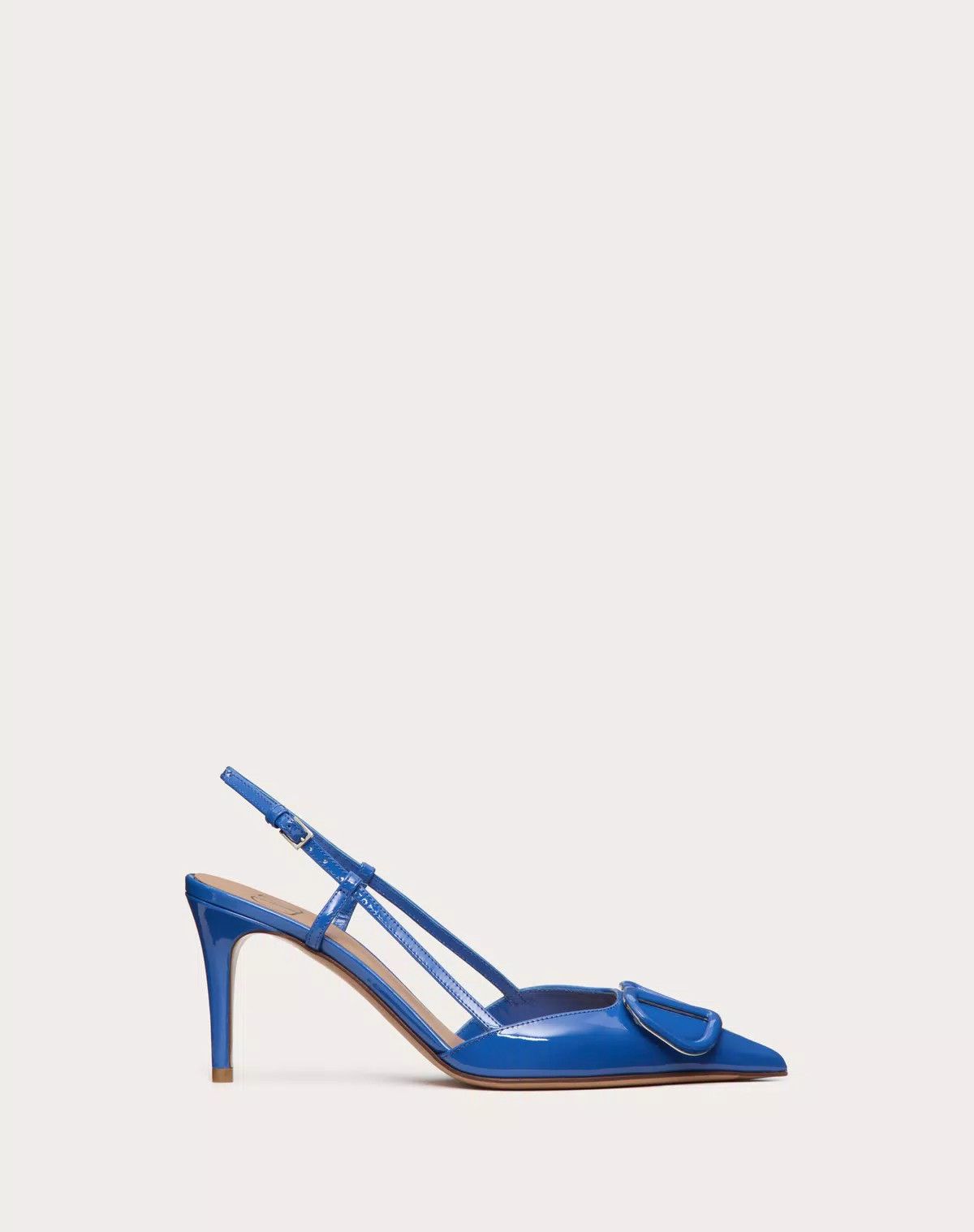 Valentino O1S1Wg110625 Vlogo Signature Leather Slingback Pump In Blue Shoes, Women's (Size 7.5)
