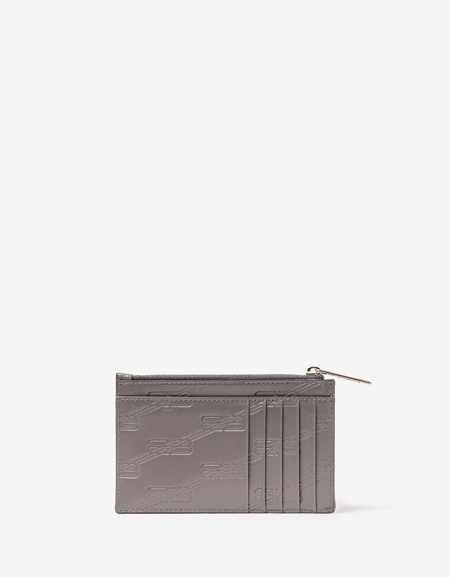 Balenciaga Balenciaga Dark Grey BB Monogram Zip Card Holder Size ONE SIZE - 1 Thumbnail